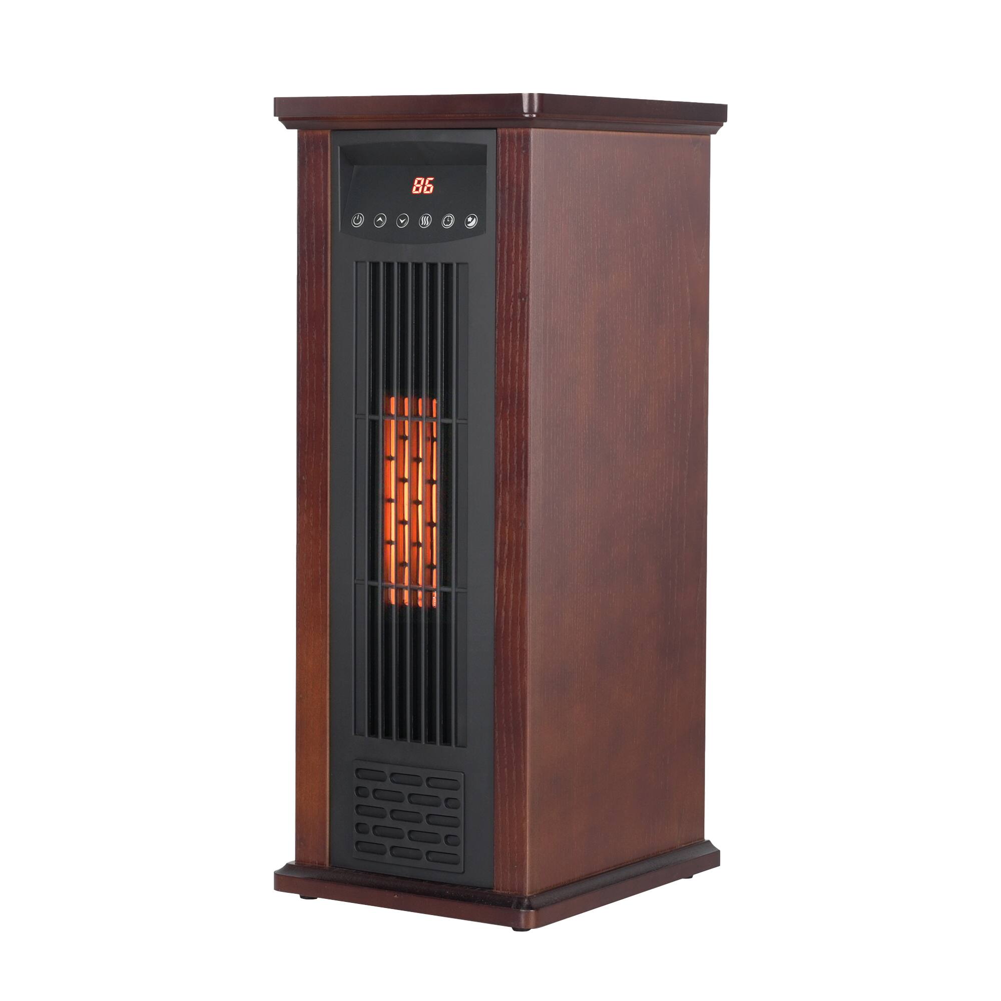 Alt View 1. Vaczon - 1500W Quartz Infrared Tower Heater with Remote Control ECO Mode 3 Heat Settings, Overheat Protection for Indoor Home Use - Dark Walnut.
