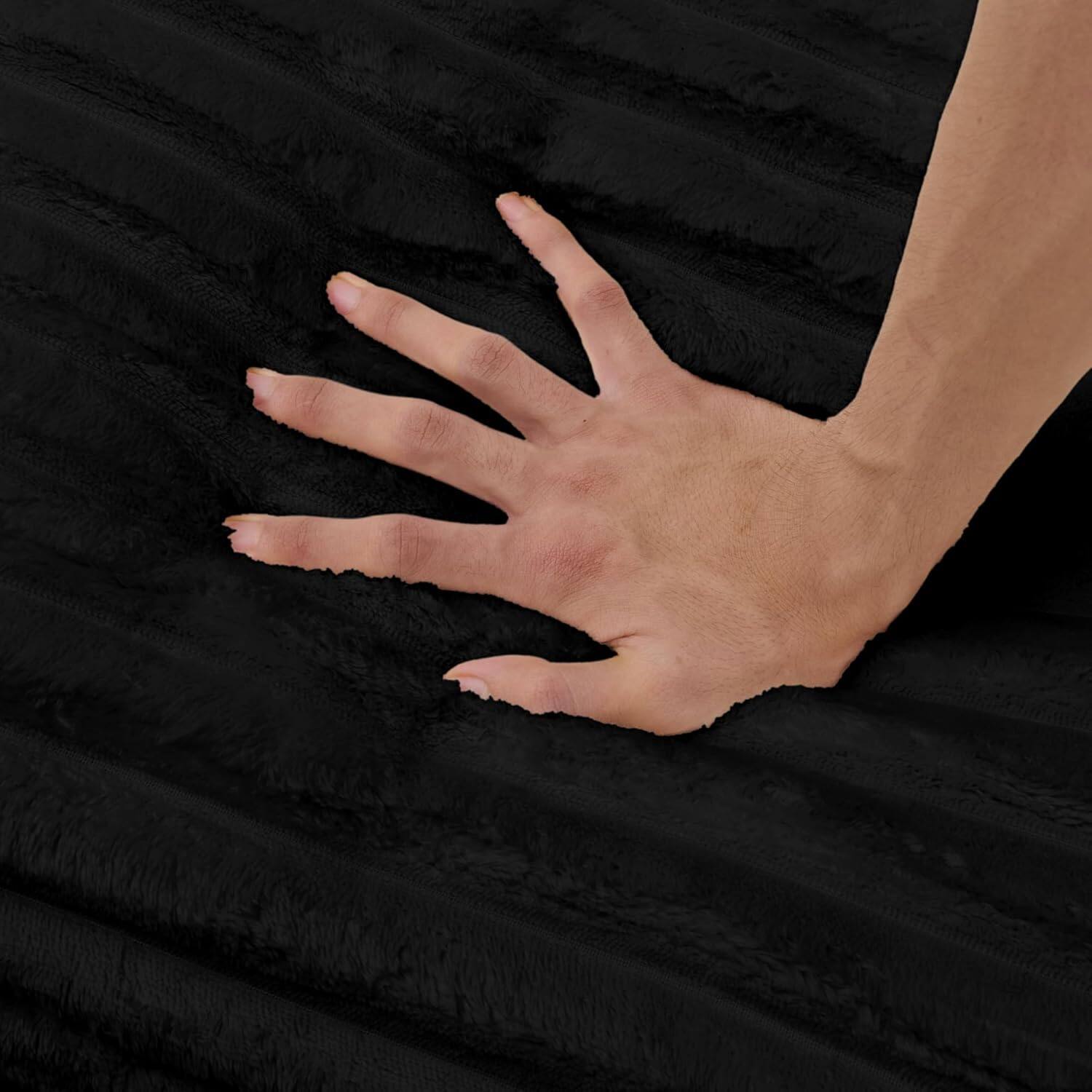 Alt View 6. Trinkets Crazed - Oversized Corduroy Compressed Chaise Lounge with High-Density Sponge - black.