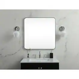 Elegant Decor - Soft corner metal square mirror 30x30 inch - Silver