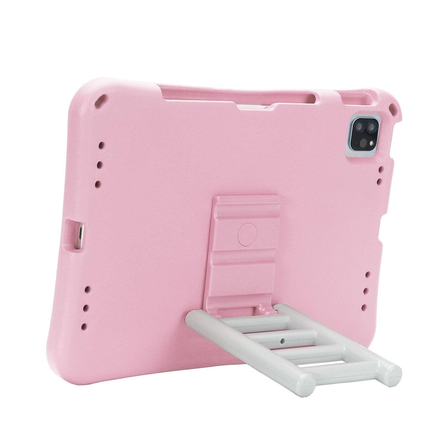 Left. Dteck - for Apple iPad Air (M4) 11" 2026/(M3) 2025/(M2) 2024 Rugged Case,Shockproof Heavy Duty EVA Cover with Rotating Stand - Pink.