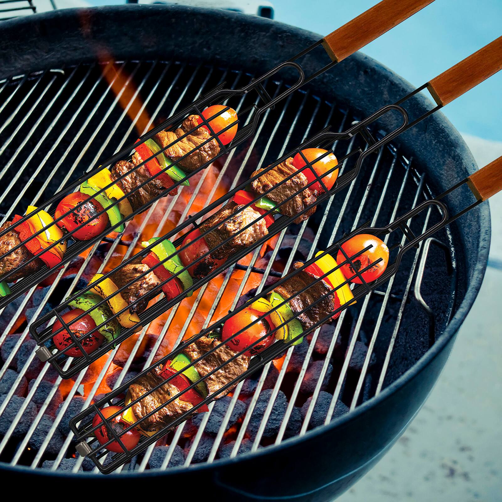 Alt View 2. Norpro - Nonstick Grilling Kabob Baskets, Set of 4 - Silver.