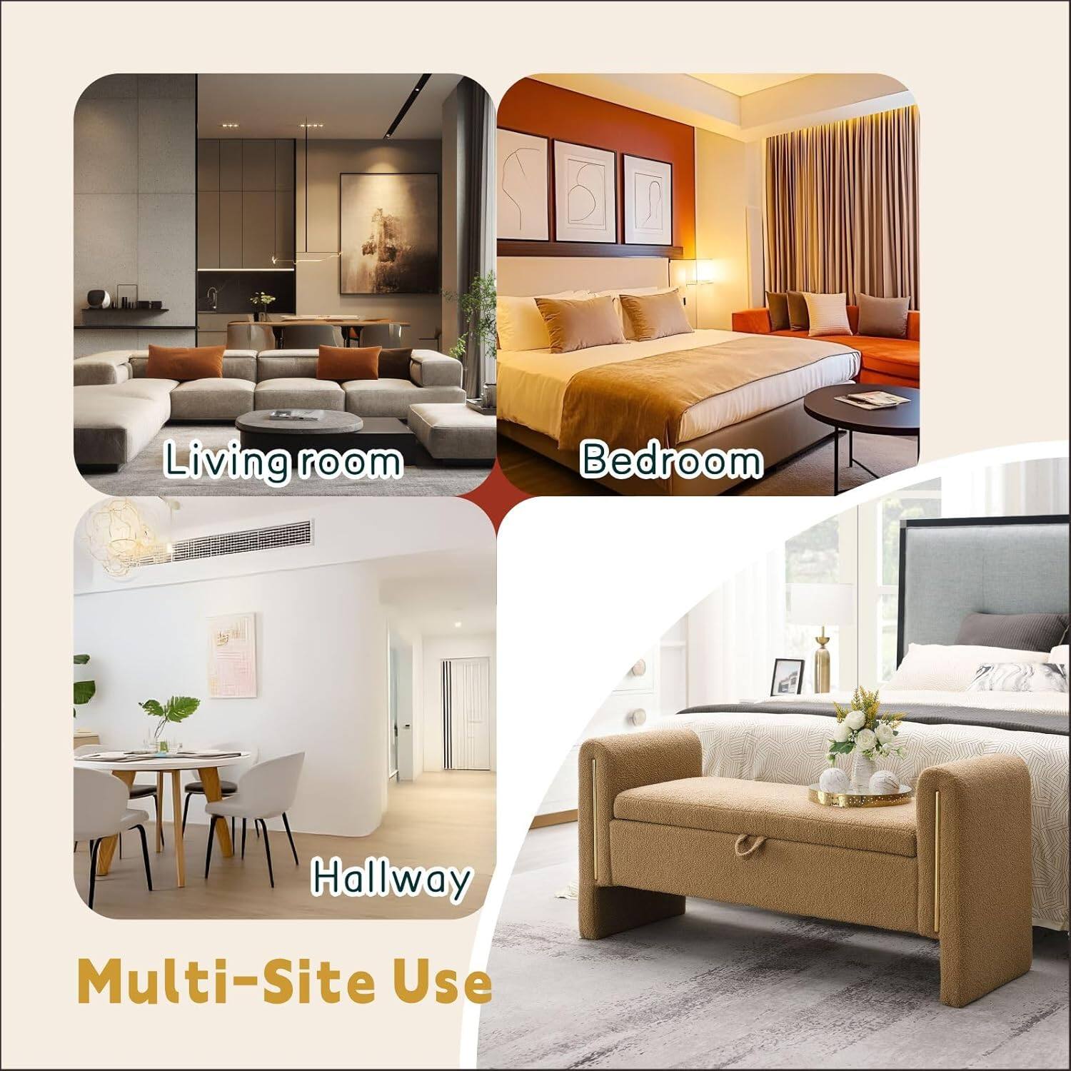 Living room  
Bedroom  
Hallway  
Multi-Site Use