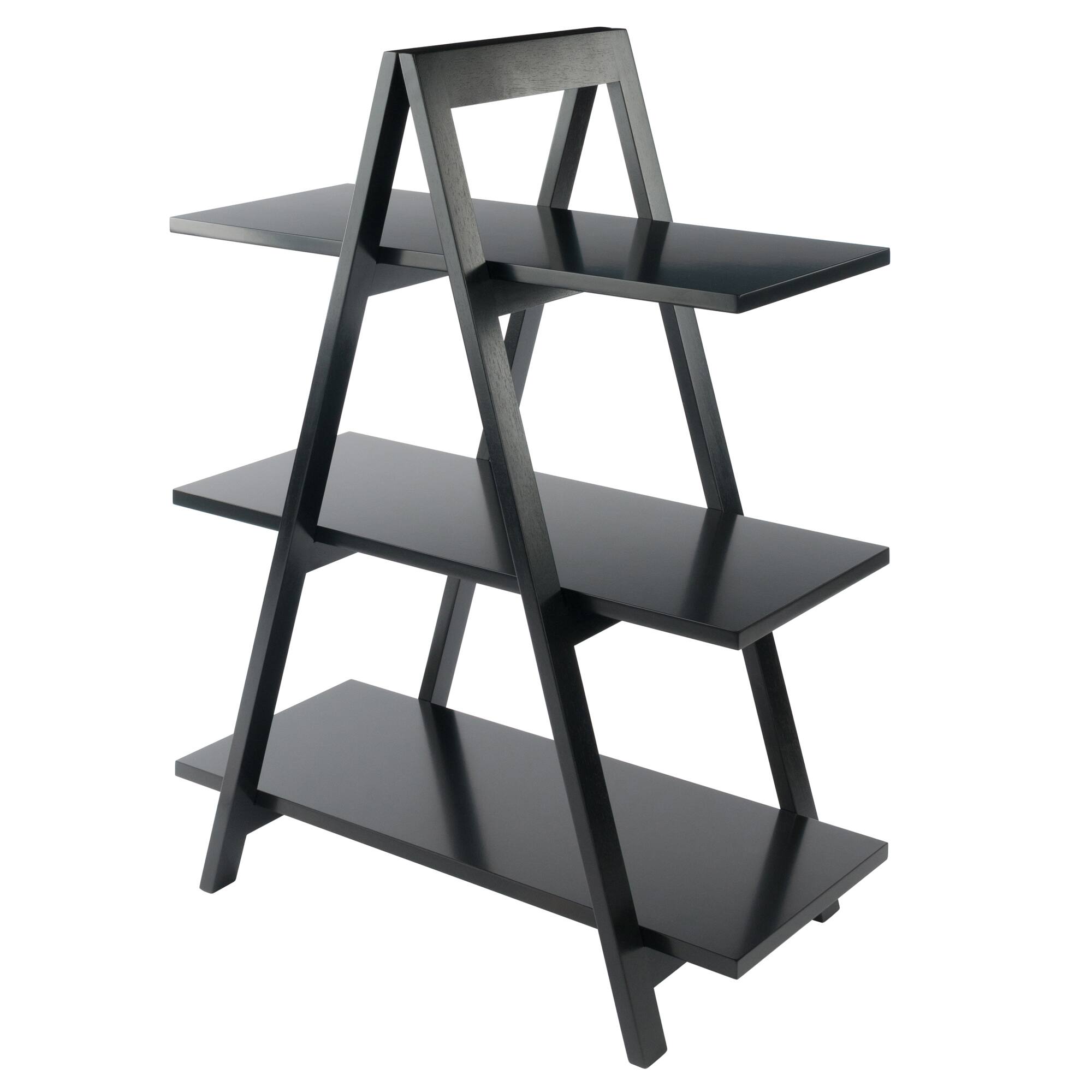Front. Winsome Wood - Aaron 3-Tier A-Frame Shelf - Black.