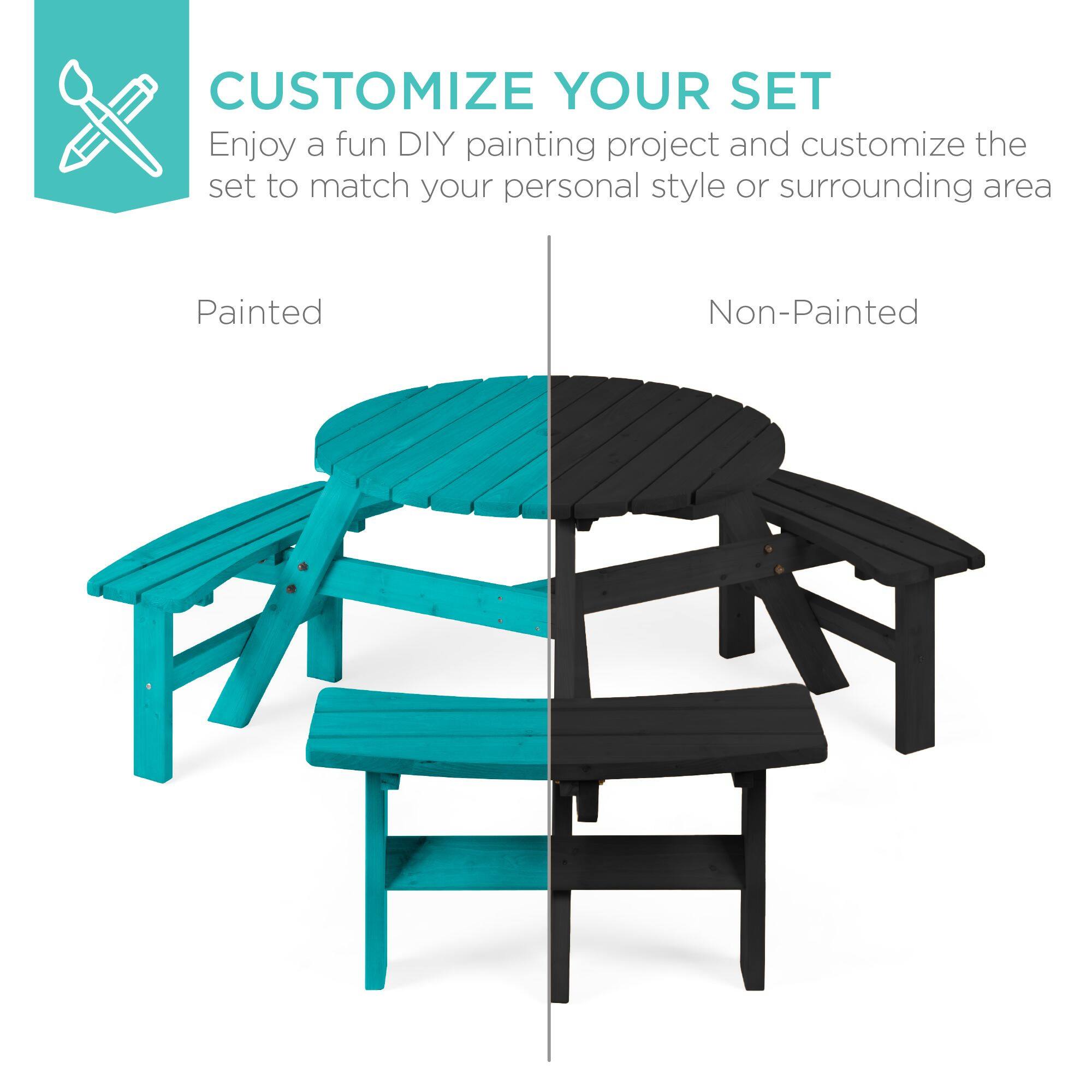 CUSTOMIZE YOUR SET  
Enjoy a fun DIY painting project and customize the set to match your personal style or surrounding area  

Painted  
Non-Painted