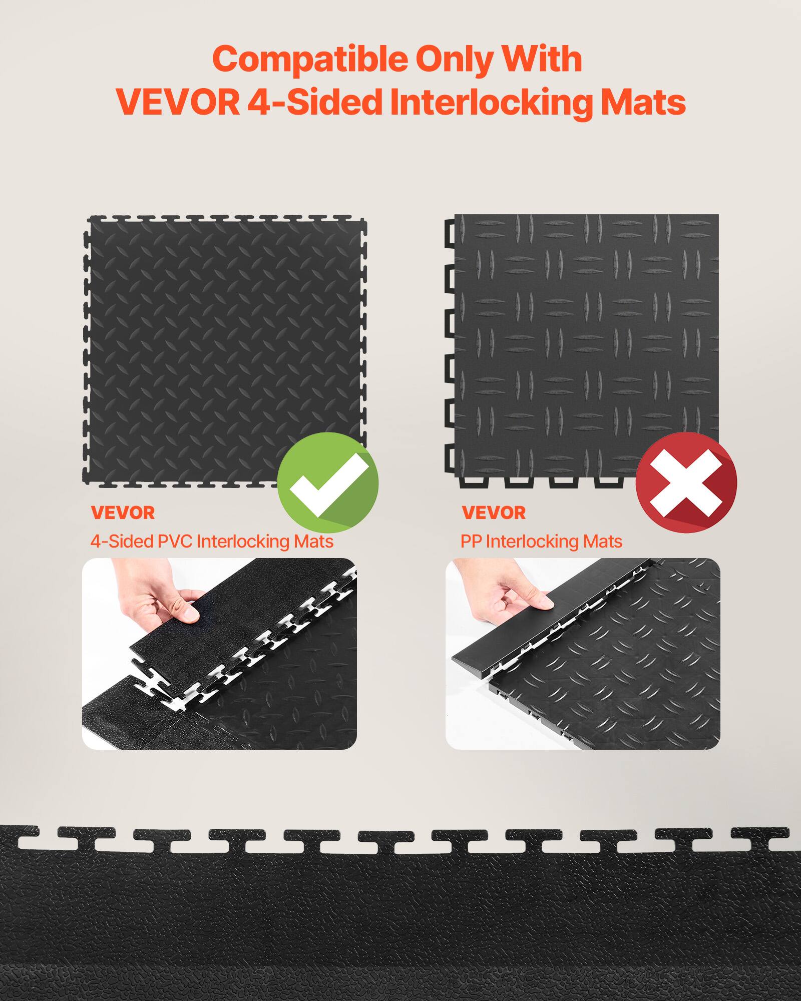 Compatible Only With VEVOR 4-Sided Interlocking Mats

VEVOR 4-Sided PVC Interlocking Mats

VEVOR PP Interlocking Mats