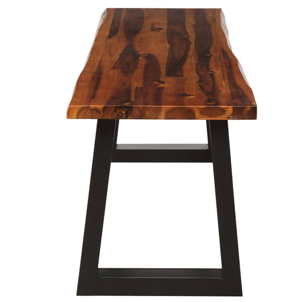 Alt View 2. Kadyn - Solid Acacia Wood Patio Bench Dining Bench Seating Chair for Patio Back Deck, Balcany, Poolside - Brown.