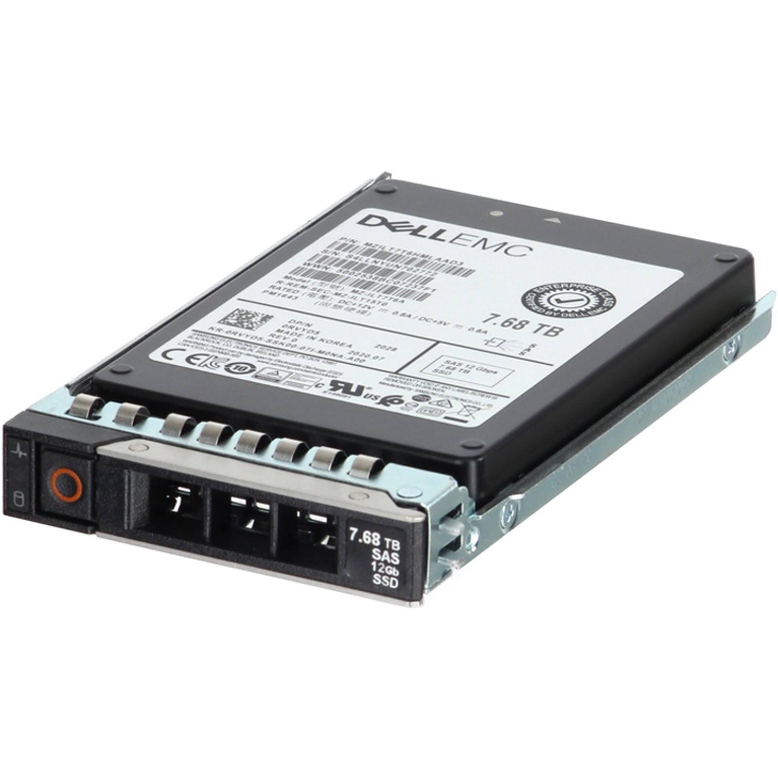 DELL EMC 4403  
NYUNTEEII F0 DEN DO-8V  
7.68 TB SAS 12Gb SSD  
MADE IN KOREA  
2028  
OT S4S 4Z  
Fm Ca UR Us ac  
+ 0 1 7.68 TB SAS 12Gb SSD