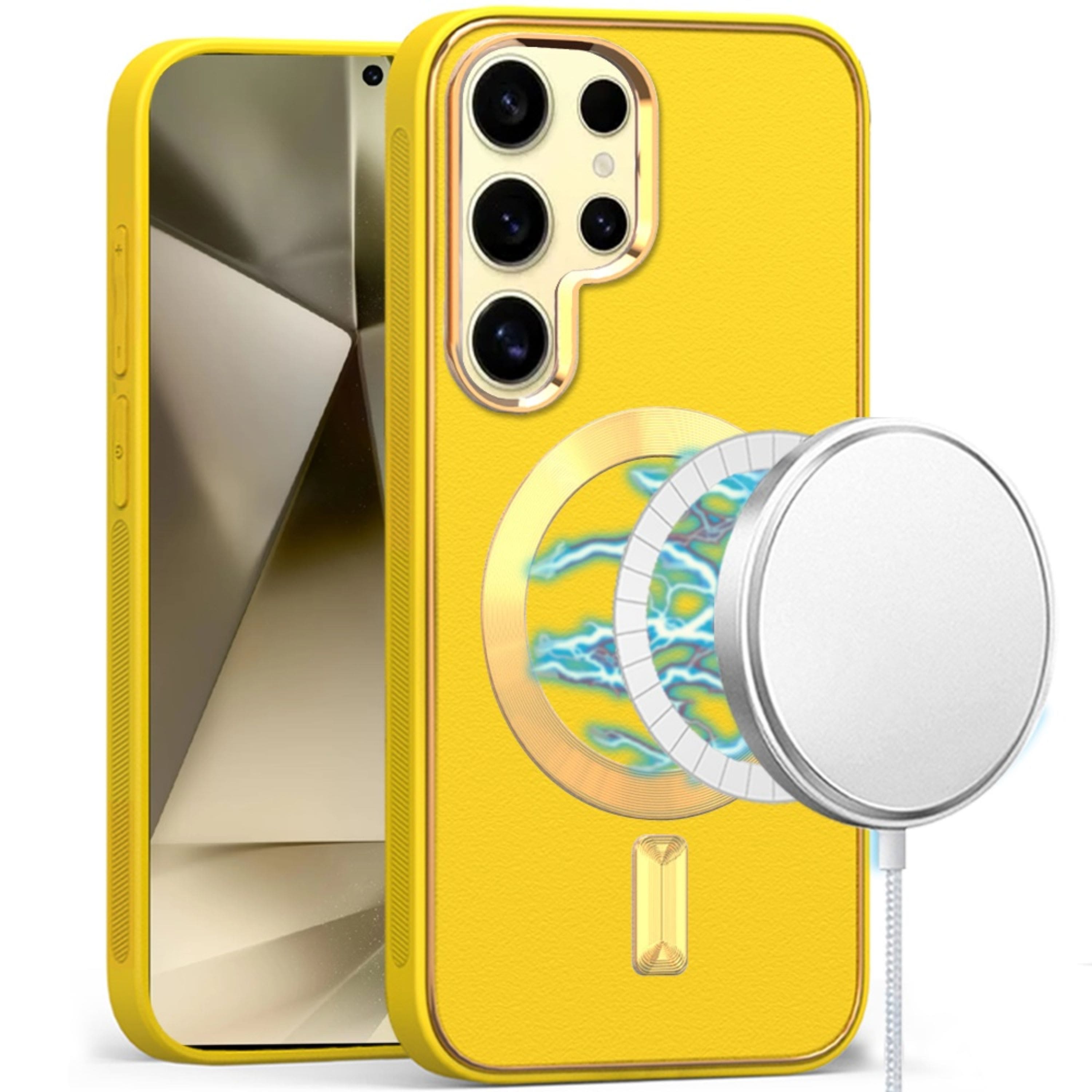 Kitcheniva - Artisan Magnetic Case With Vegan Leather Hybrid Shell For Samsung Galaxy S24 - Yellow price history on PriceWatchPro