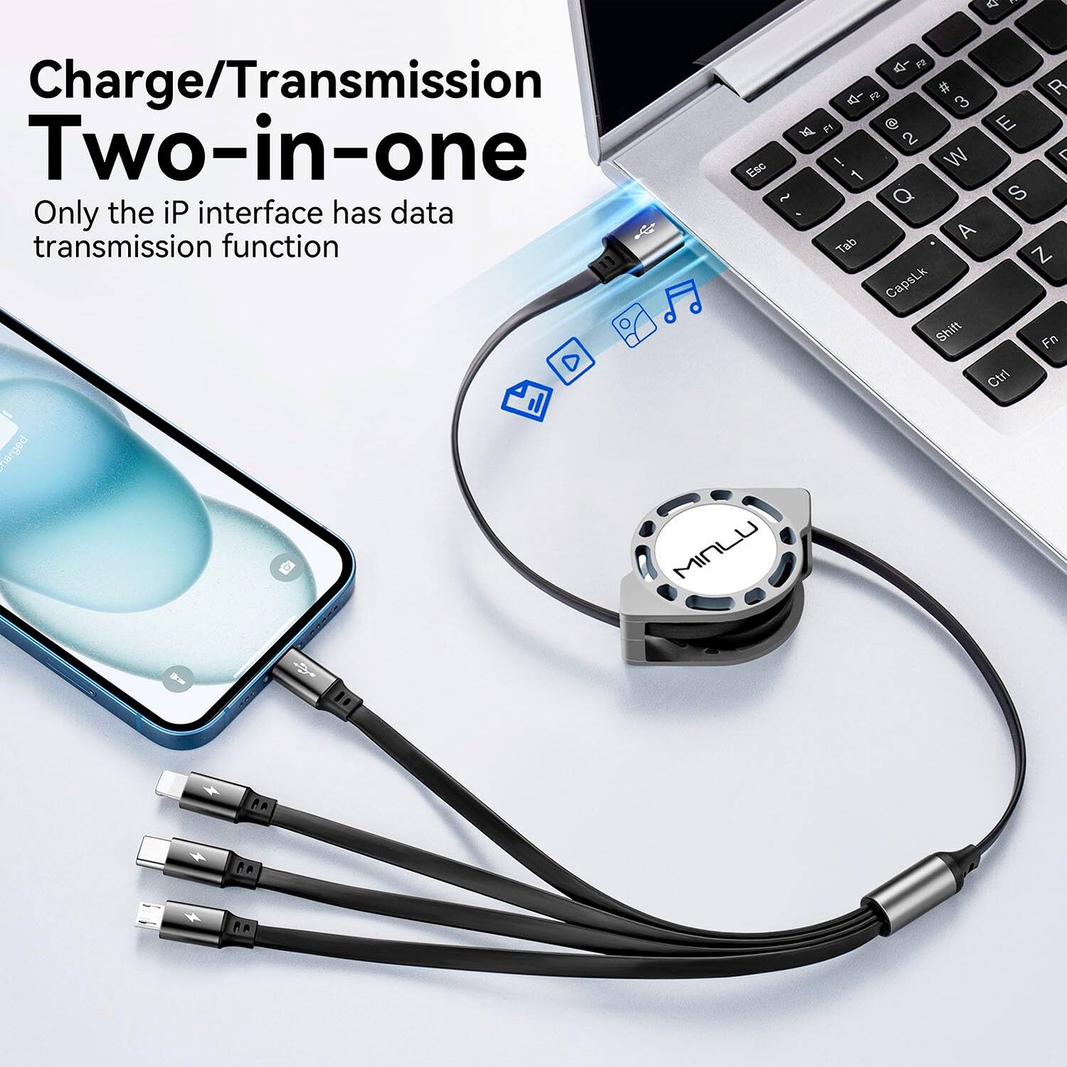 Charge/Transmission Two-in-one Only the iP interface has data transmission function