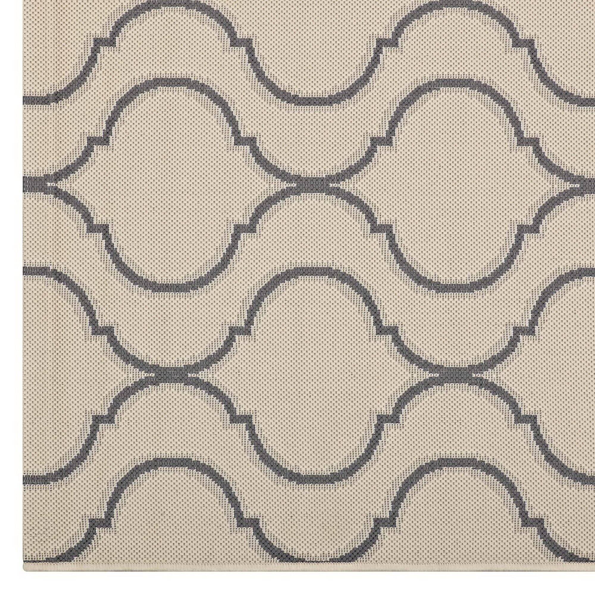 Alt View 2. Modway - Linza Wave Abstract Trellis Indoor and Outdoor Area Rug - Beige and Gray.