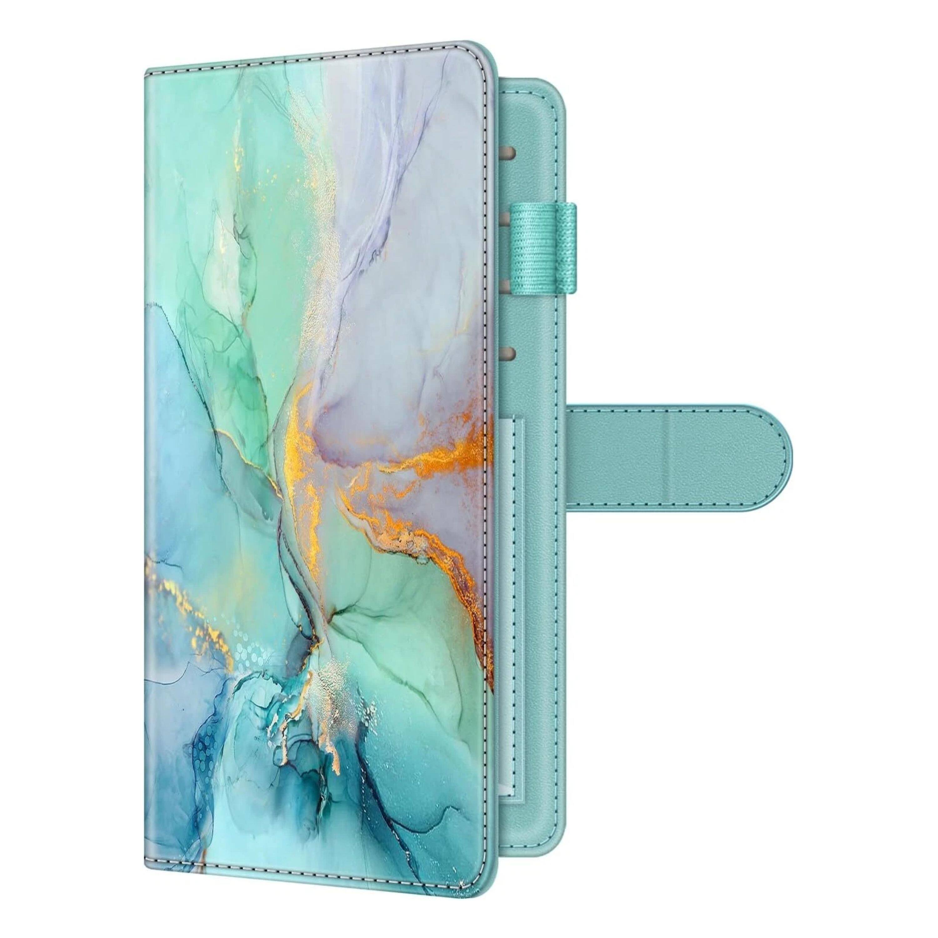 Front. Kitcheniva - RFID Blocking Checkbook & Credit Card Wallet Organizer Emerald Marble - Emerald Marble.
