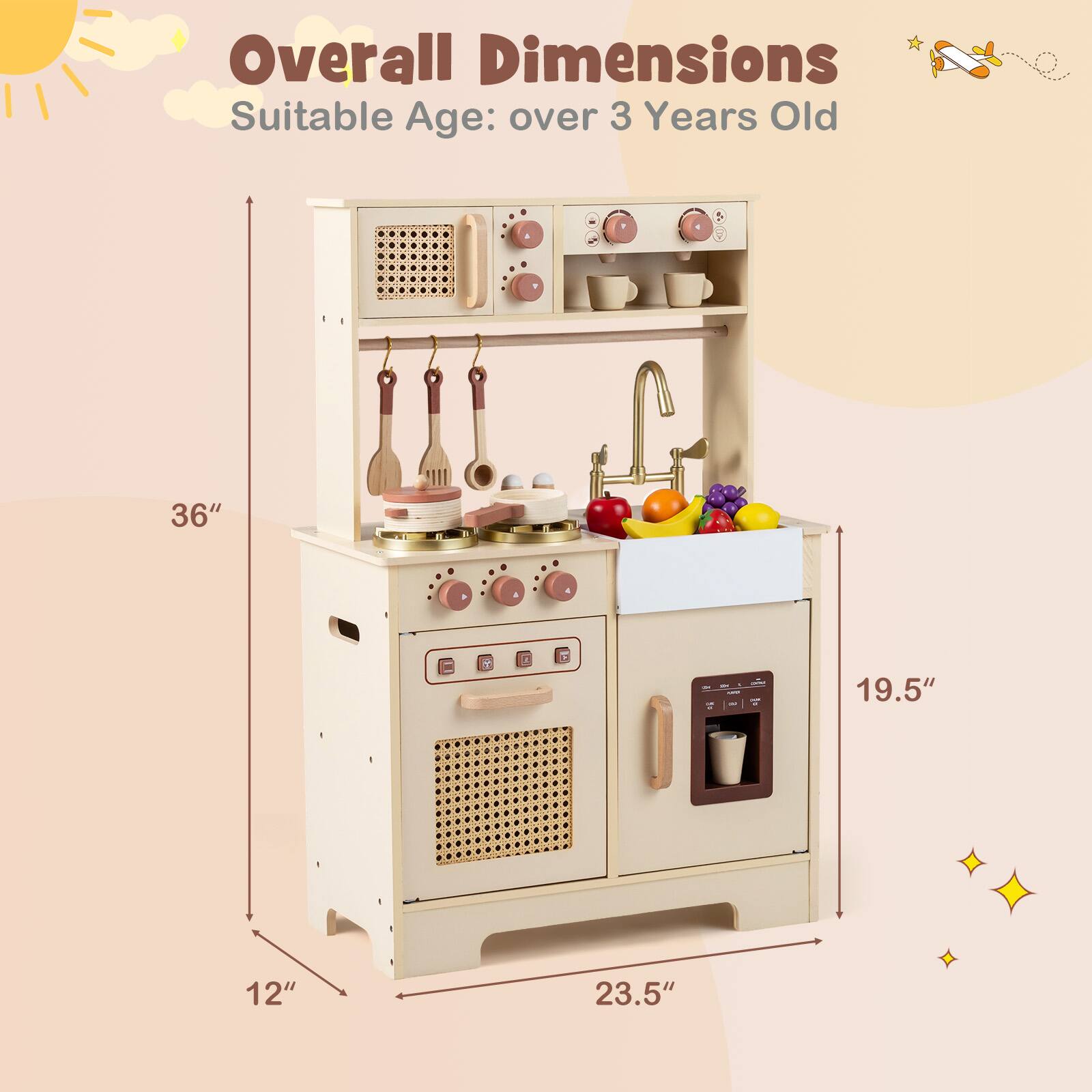 Overall Dimensions  
Suitable Age: over 3 Years Old  

36"  
19.5"  
23.5"  
12"