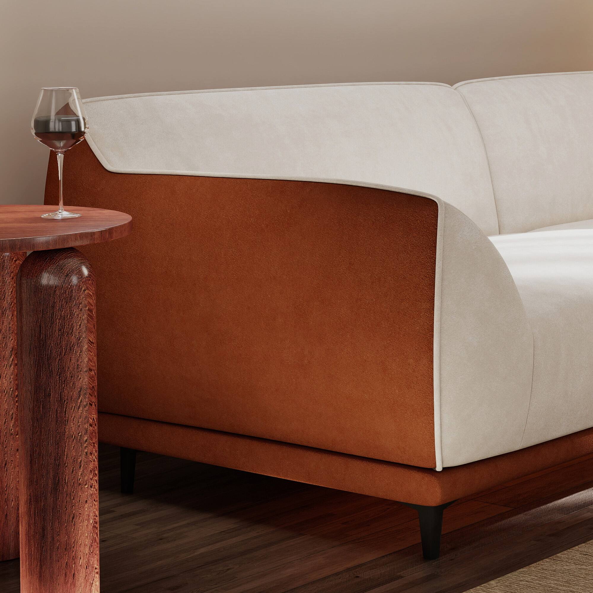 Alt View 2. luck idea - 86.61" Modern Upholstered Sofa with Fabric, High-Density Foam Cushion, Solid Wood Frame & Metal Legs - Off-white.