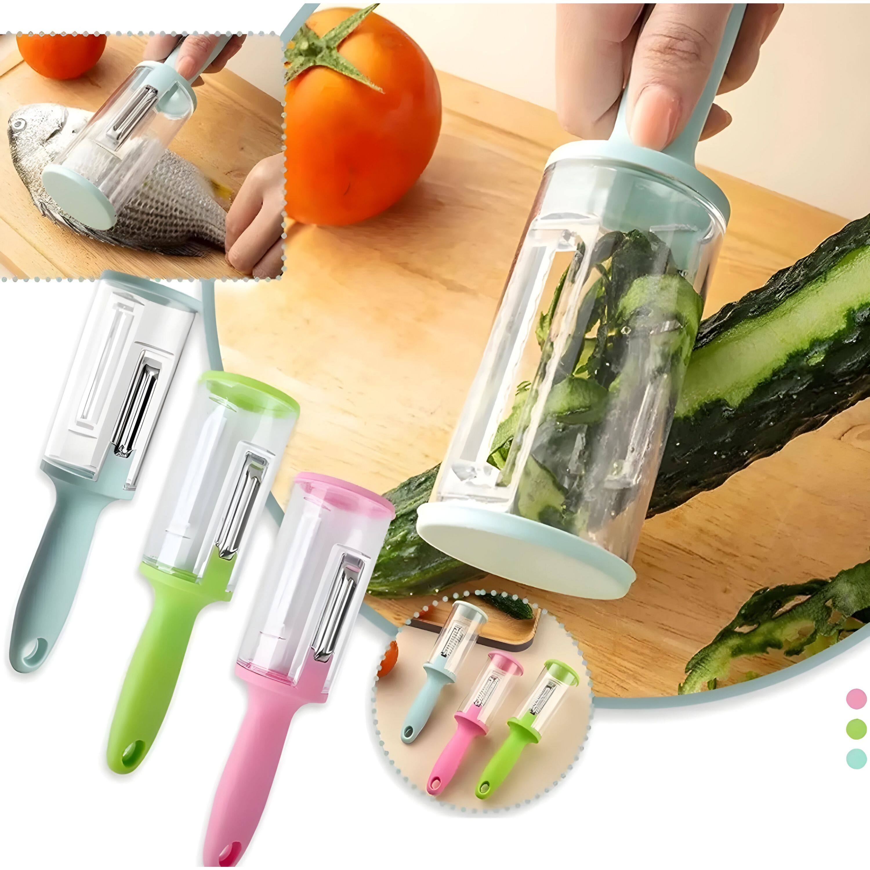 Left. Kitcheniva - Multifunctional Kitchen Peeler For Fruit Veggies & Fish Scales - Multicolor.
