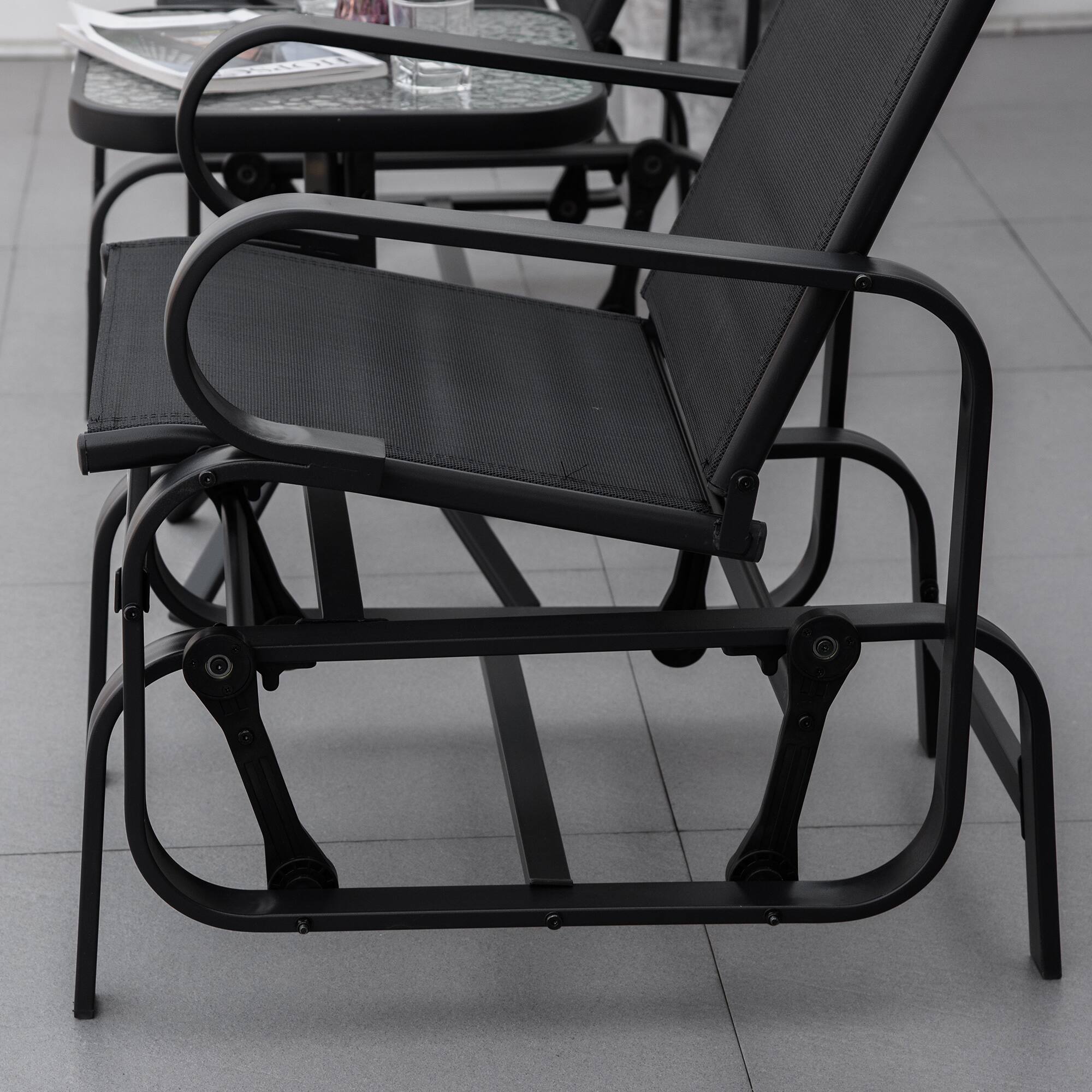 Alt View 8. Outsunny - Gliding Lounger Chair - Black.