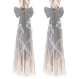 Unique Bargains - Premium 2pcs BowKnot Curtain Tiebacks with Buckle Decorative Holders for Home Office Thin Sheer Window Curtains - Gray