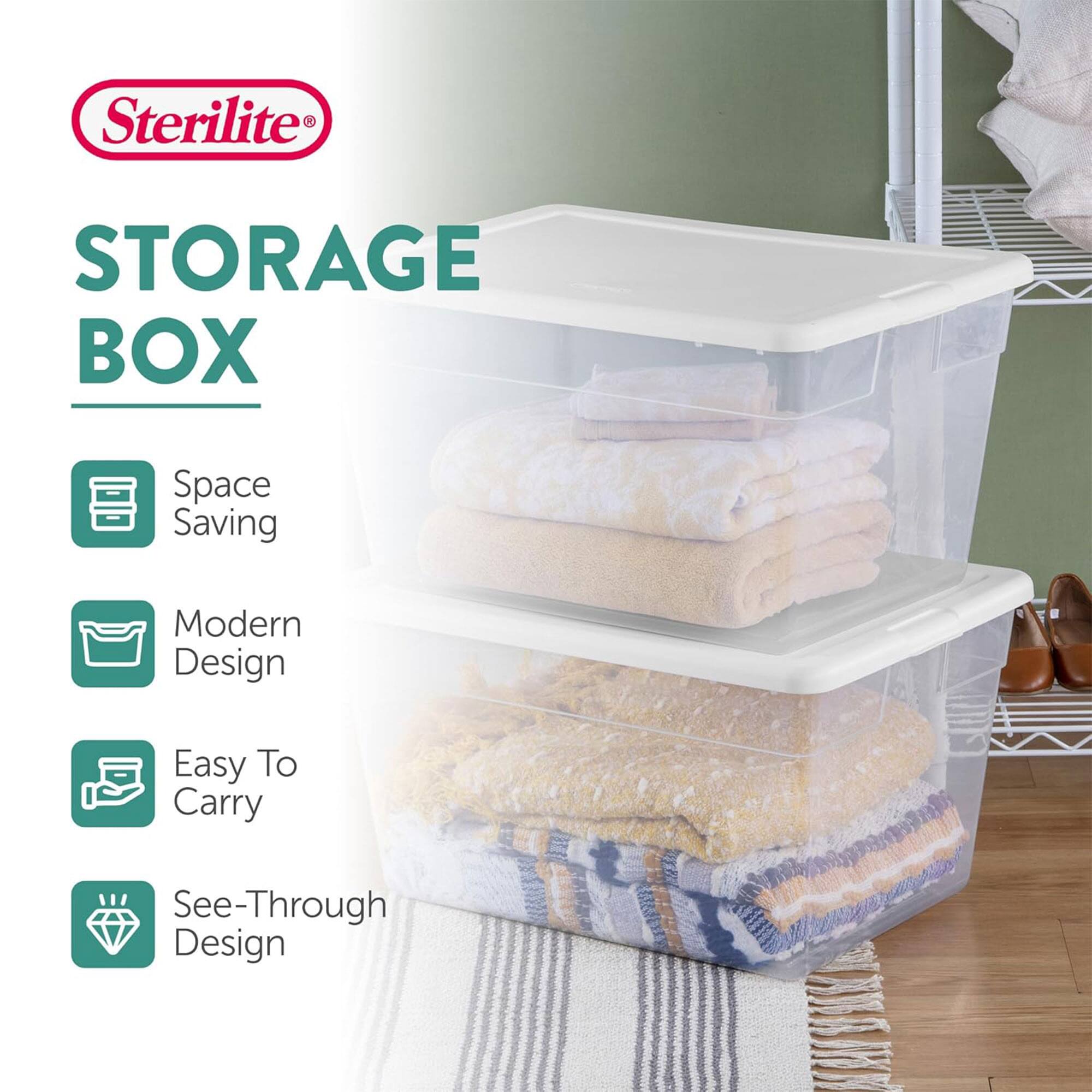 Sterilite® STORAGE BOX  
- Space Saving  
- Modern Design  
- Easy To Carry  
- See-Through Design
