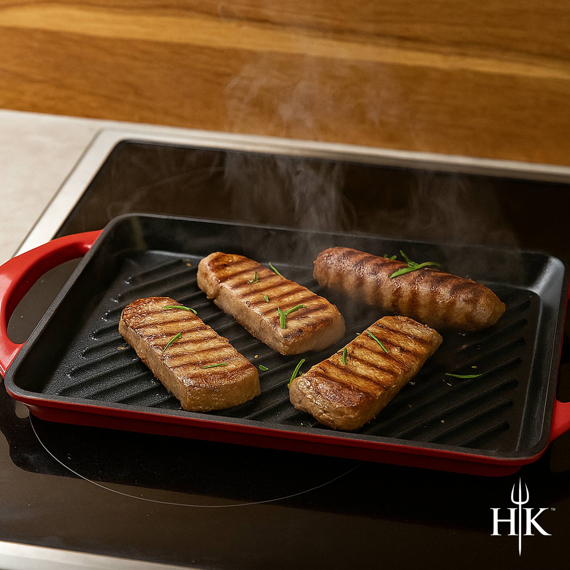 Alt View 1. Hell's Kitchen - Hell's Kitchen 16-Inch Cast Iron Grill - Red Black.