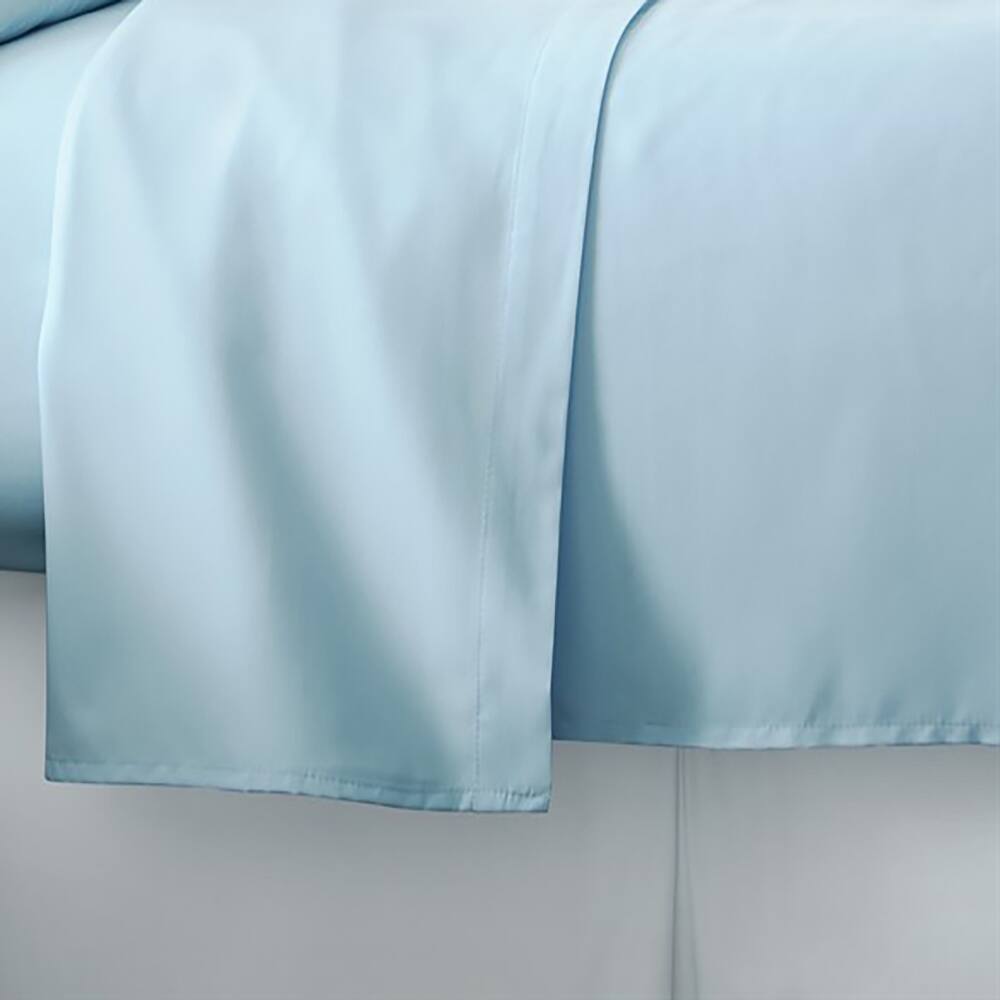 Alt View 2. Plazatex - Plazatex Luxurious Ultra Soft 100% Cotton Moisture Wicking Solid Color 4 Pieces Sheet Set Queen Blue - Blue.