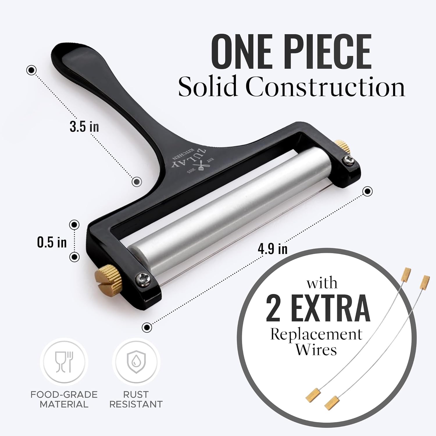 ONE PIECE Solid Construction, 3.5 in, 0.5 in, 4.9 in, with 2 EXTRA Replacement Wires, FOOD-GRADE, RUST MATERIAL RESISTANT