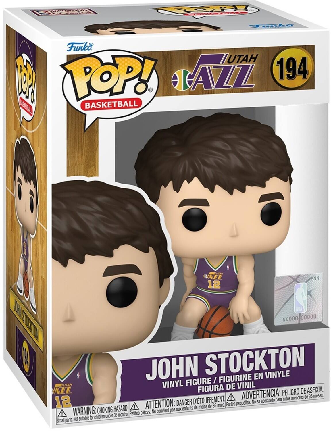 Funko Pop! Basketball Utah Jazz 194 John Stockton Vinyl Figure / Figurine en Vinyle Figura de Vinil Peligro de Asfixia. D'étouffement. Advertencia: para niños menores de 36 meses. DANGER: choking hazard. ATTENTION: aux enfants de moins de 36 mois. Partes pequeñas. No es adecuado para niños menores de 36 meses. Petites pièces. Ne convient pas aux enfants de moins de 36 mois. Small parts. Not suitable for children under 36 months.