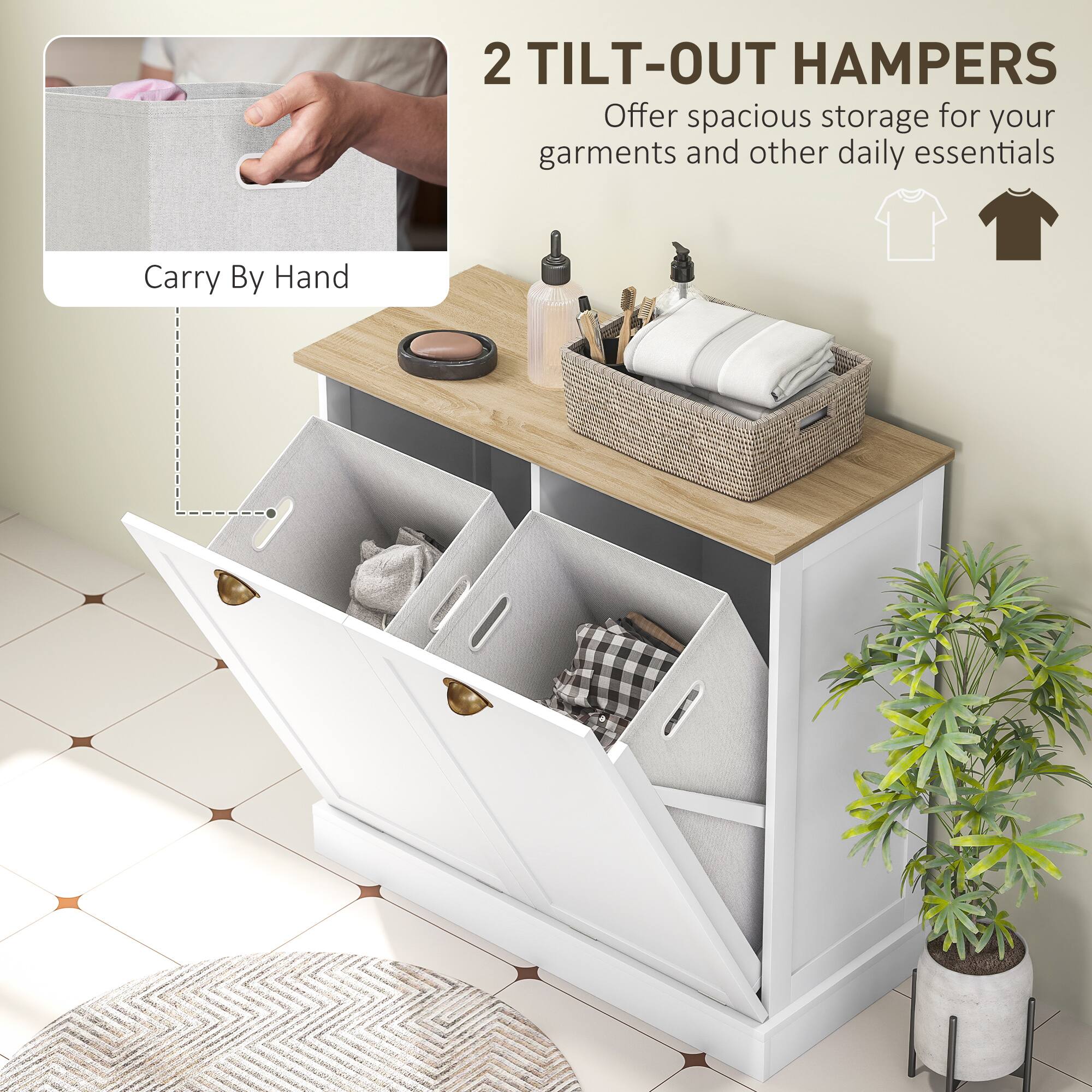 2 TILT-OUT HAMPERS

Offer spacious storage for your garments and other daily essentials

Carry By Hand