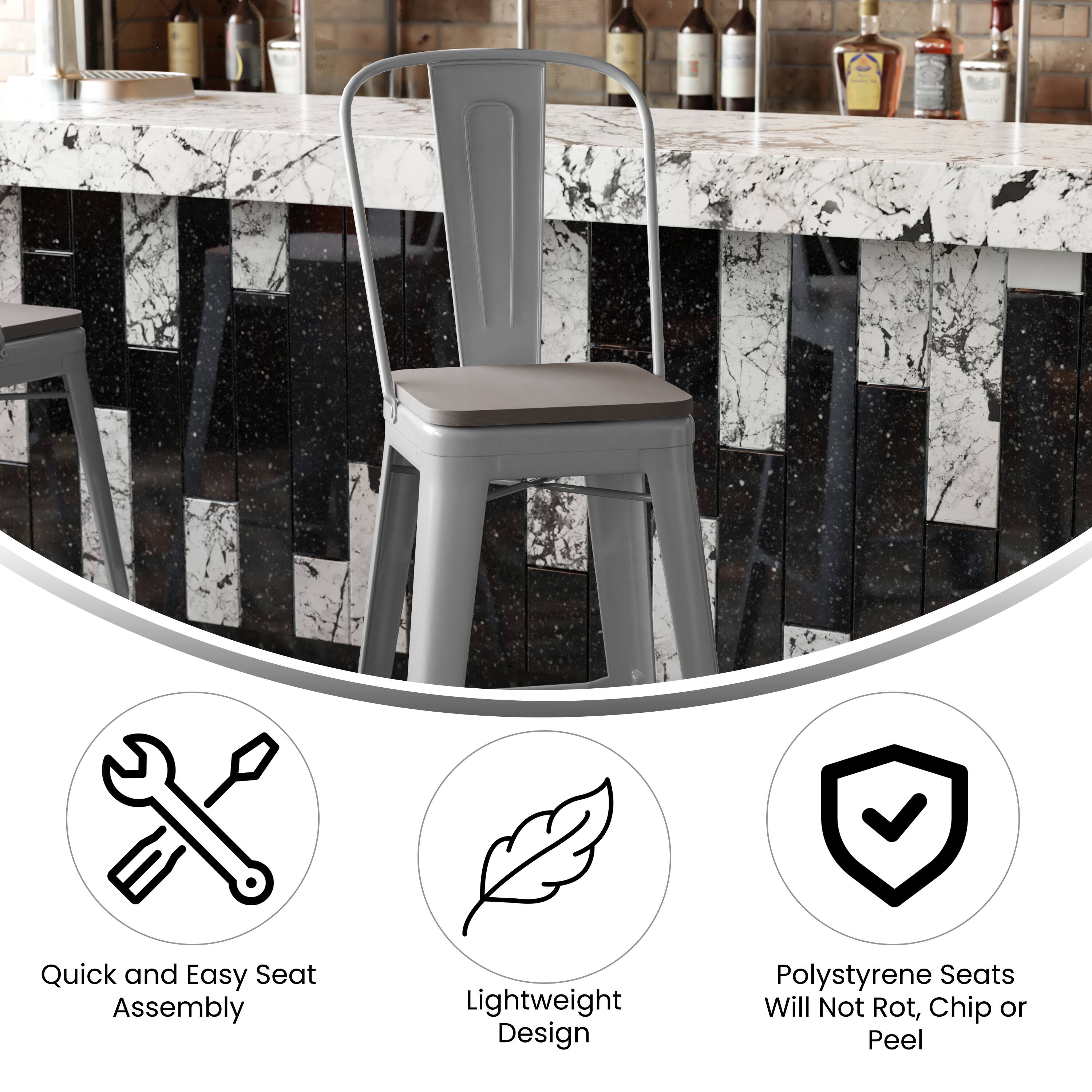 Quick and Easy Seat Assembly  
Lightweight Design  
Polystyrene Seats Will Not Rot, Chip or Peel