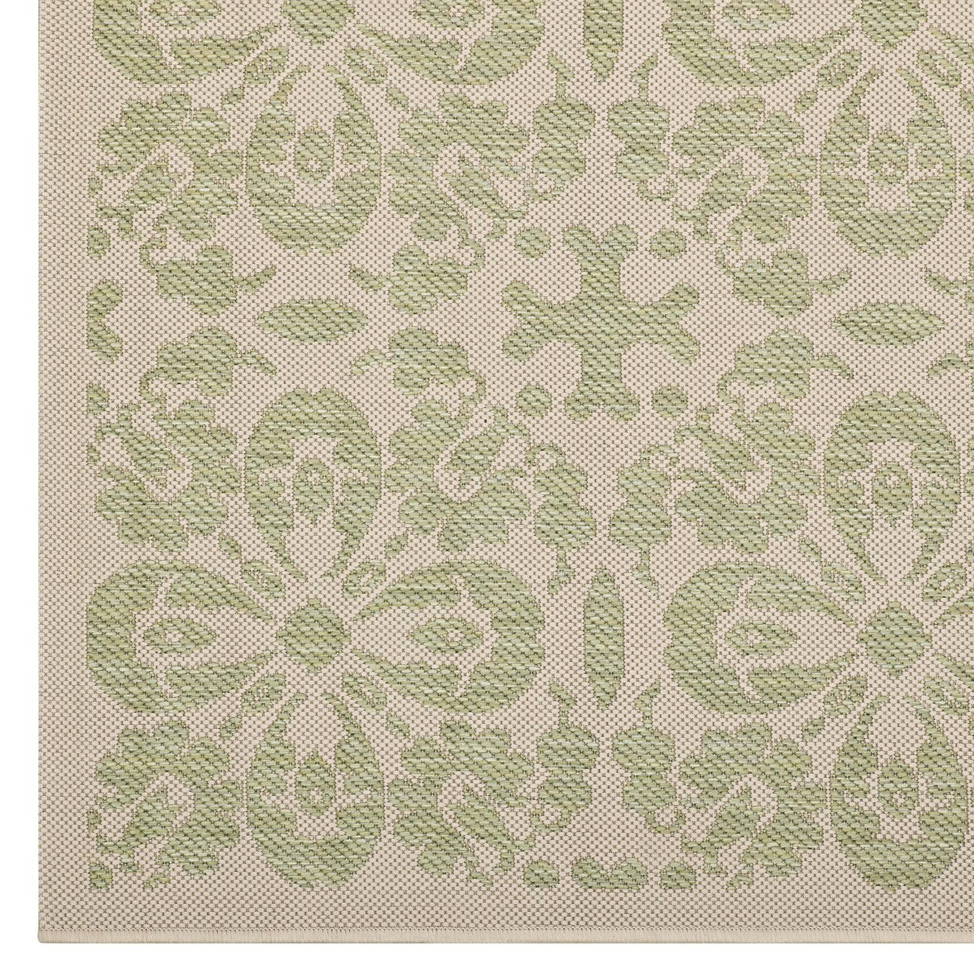 Alt View 4. Modway - Ariana Vintage Floral Trellis Indoor and Outdoor Area Rug - Light Green and Beige.