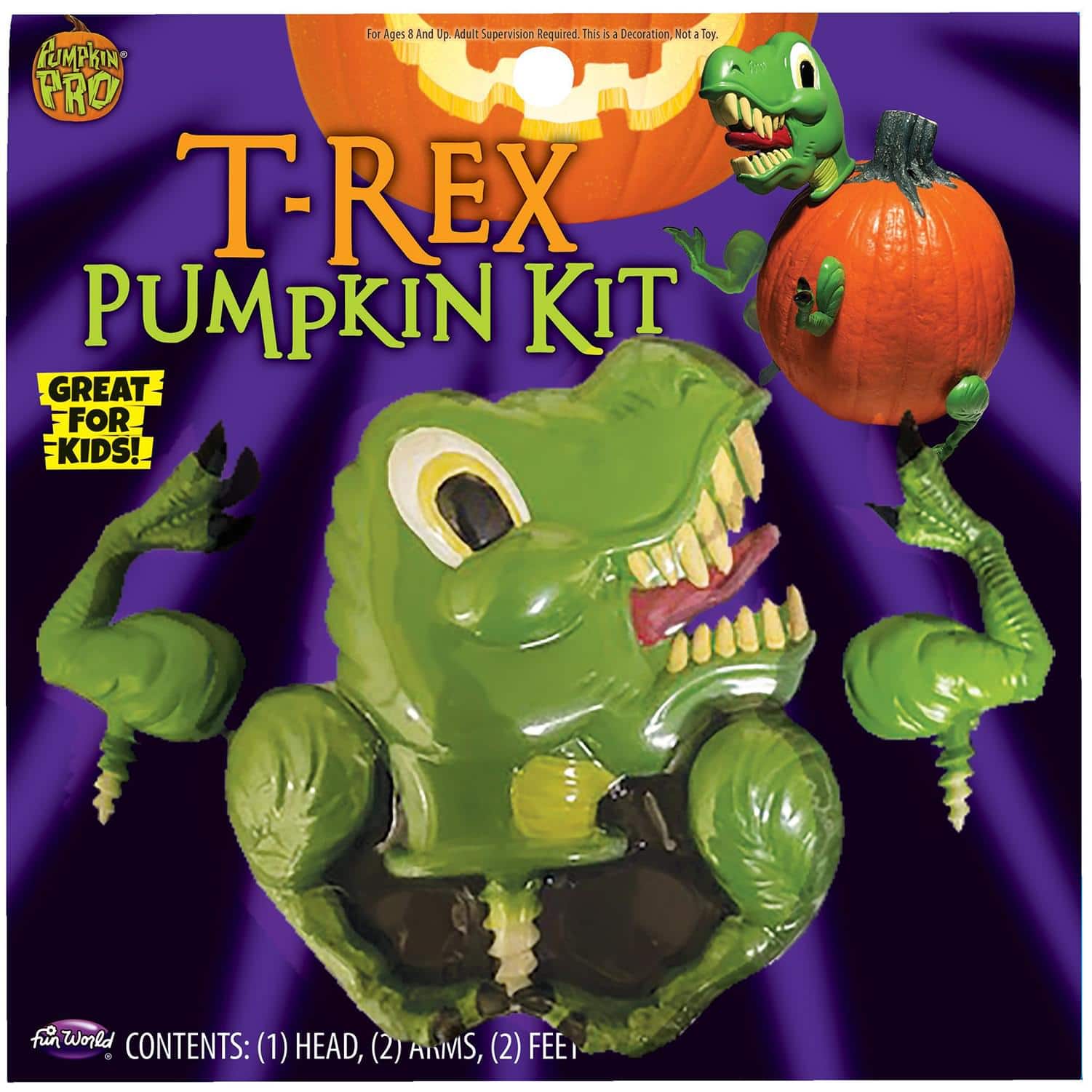 Funworld - Halloween T-Rex Dinosaur Pumpkin Decorating Kit - Green