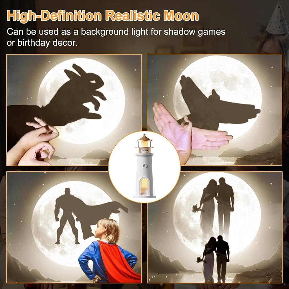 High-Definition Realistic Moon  
Can be used as a background light for shadow games or birthday decor.