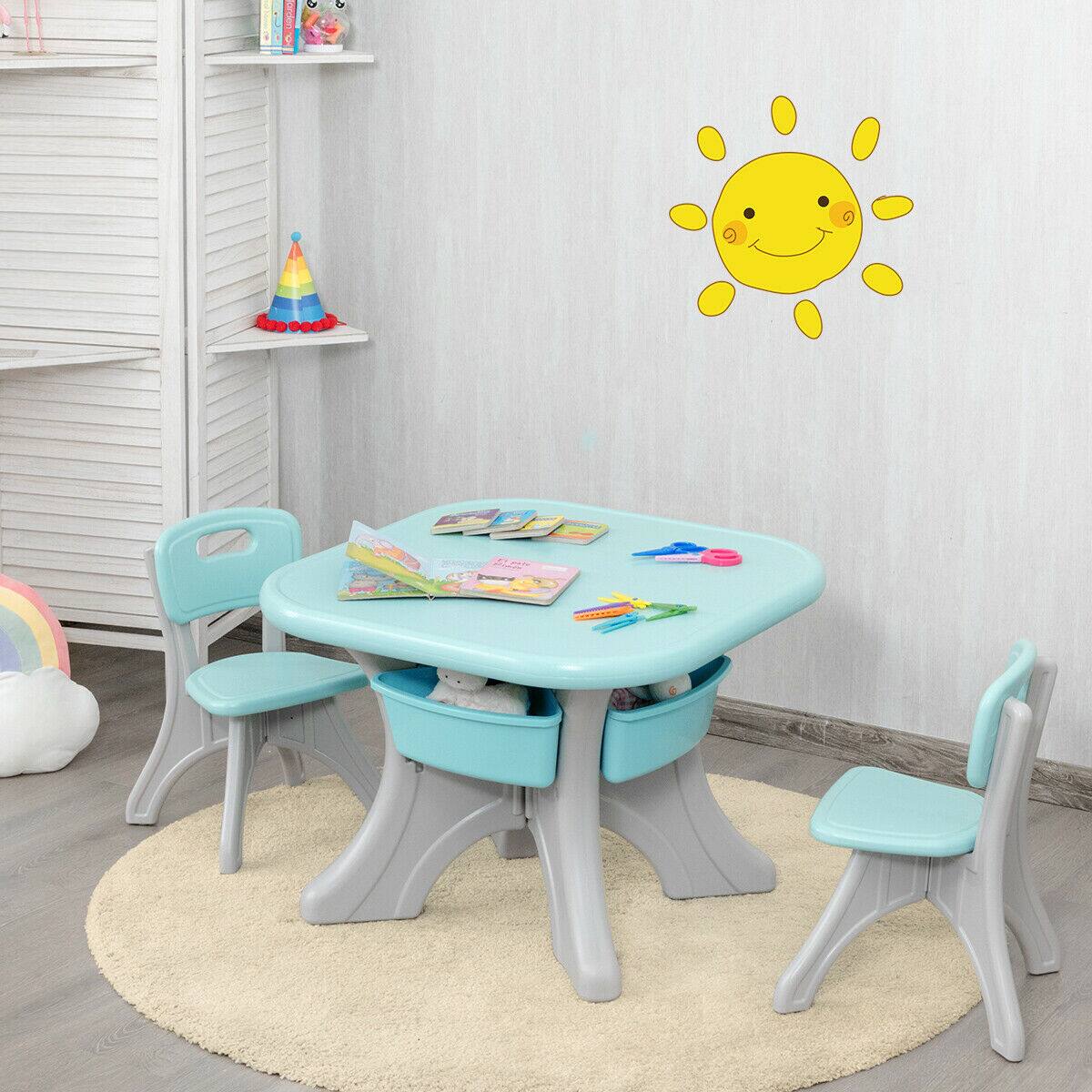 Alt View 4. Gymax - Gymax Children Kids Activity Table Chair Set Play Furniture W/Storage - Grey.