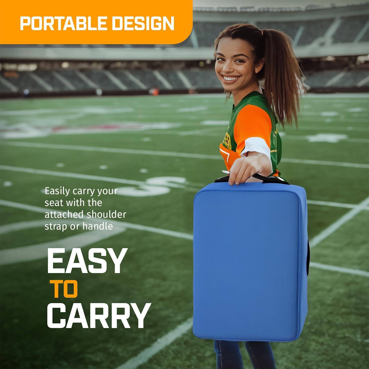 PORTABLE DESIGN

Easily carry your seat with the attached shoulder strap or handle

EASY TO CARRY