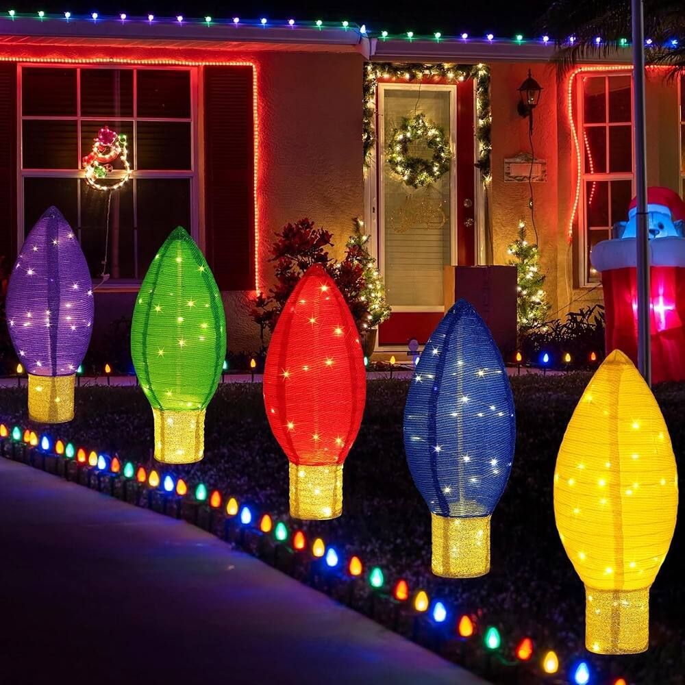 Schertz - 5-Pack 2.4 ft Lighted Outdoor Christmas Bulbs with LED – Multi Color - multicolor