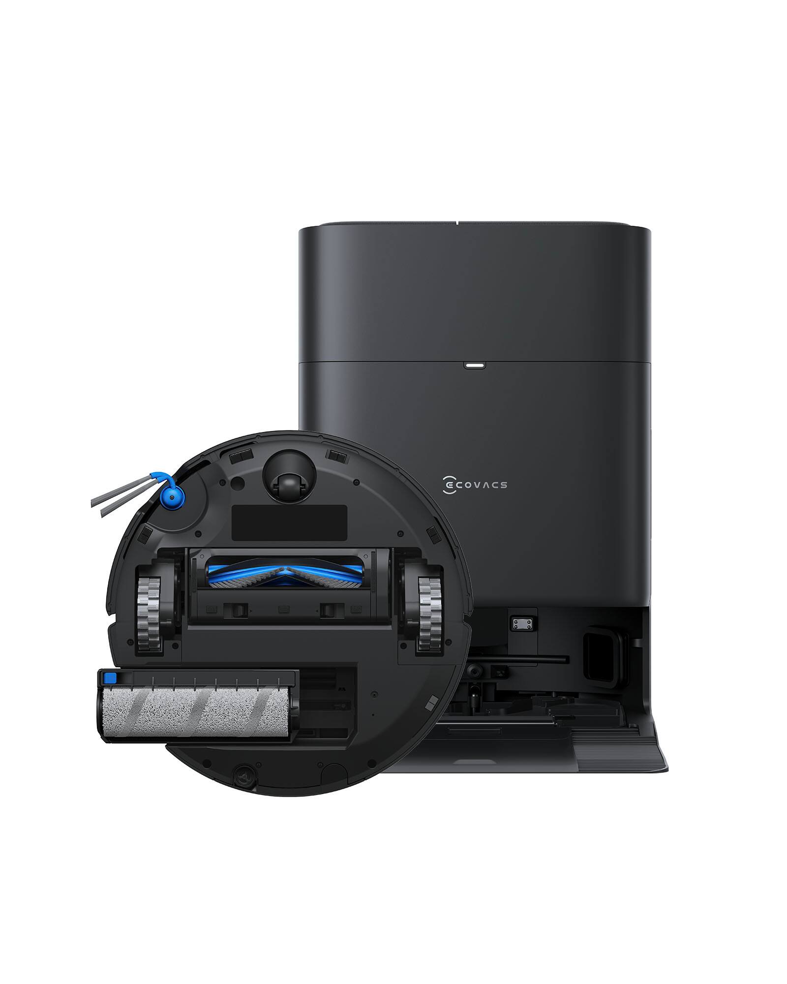 Angle. ECOVACS Robotics - DEEBOT T80S Omni Robot Vacuum and Mop 24,800Pa, Instant Self-Cleaning Roller Mop, Auto-Lift Mop for Carpet AI Navigation - Black.