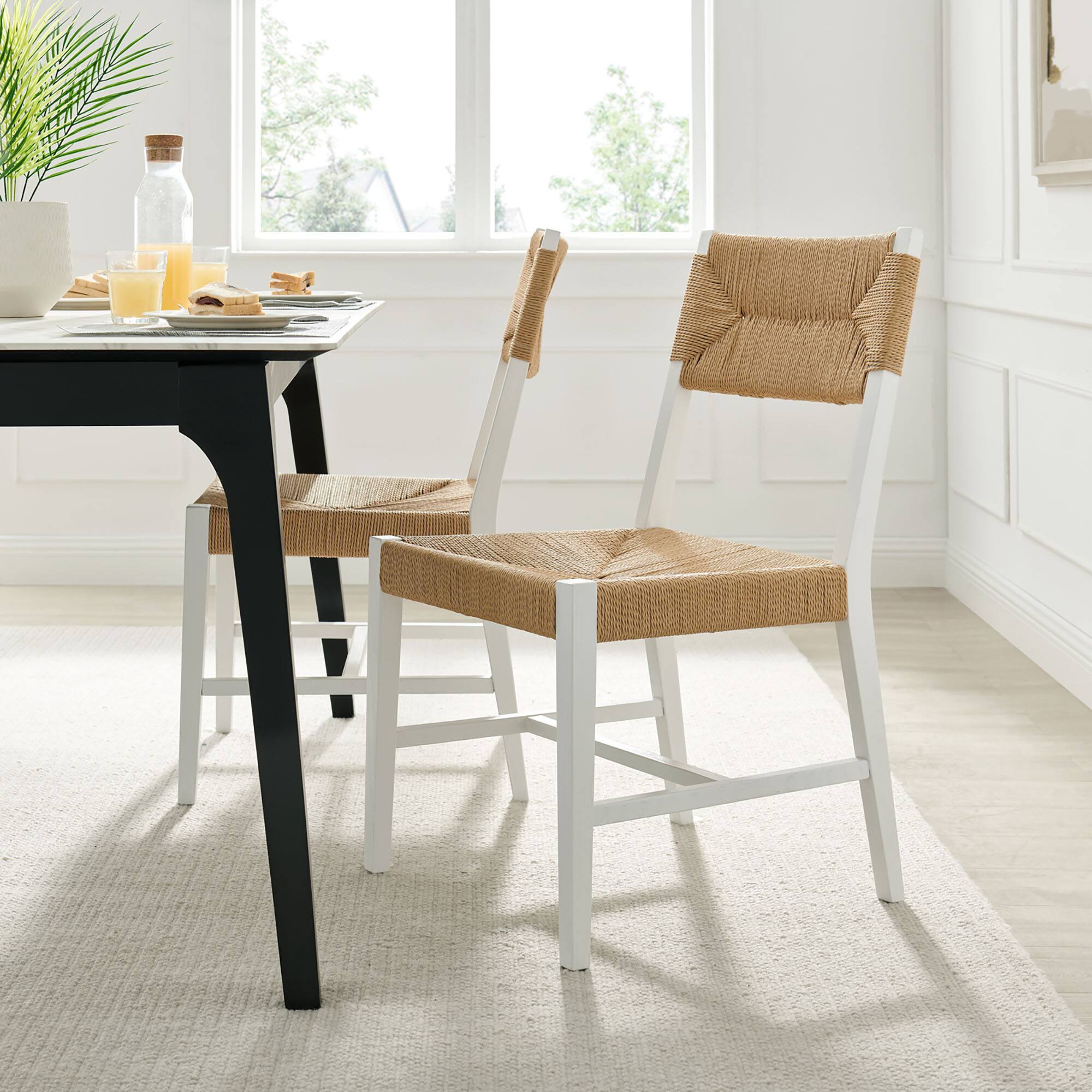 Alt View 1. Modway - Bodie Wood Dining Chair Set of 2 by Modway - White Natural.