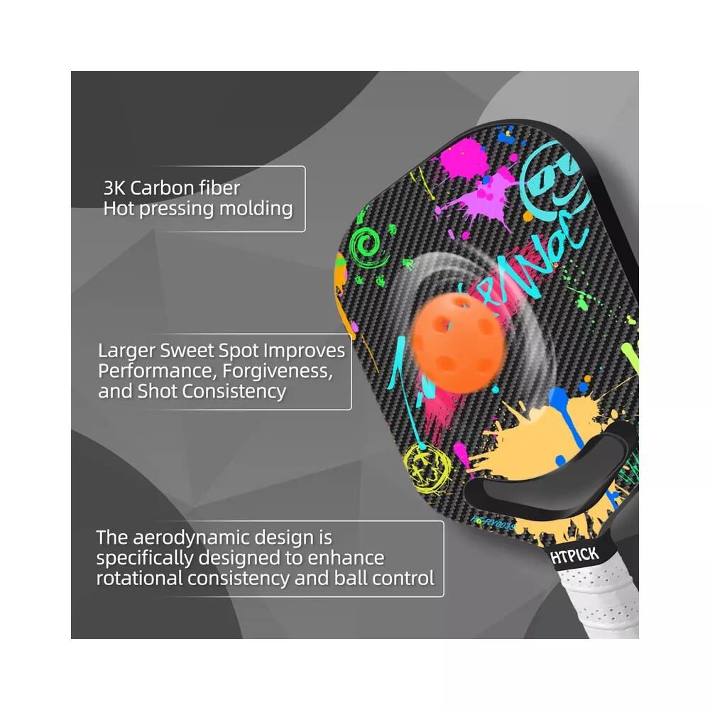 3K Carbon fiber  
Hot pressing molding  

Larger Sweet Spot Improves Performance, Forgiveness, and Shot Consistency  

The aerodynamic design is specifically designed to enhance rotational consistency and ball control  

HTPICK