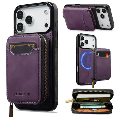 Dteck 2 in 1 Magnetic Detachable Zipper Wallet Case for Apple iPhone 17 Pro Max, RFID Blocking PU Leather Phone Cover Purple 60542i17promax - Best Buy Dteck 2 in 1 Magnetic Detachable Zipper Wallet Case for Apple iPhone 17 Pro Max, RFID Blocking PU Leather Phone Cover Purple 60542i17promax - Best Buy