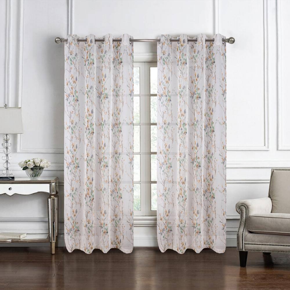 Angle. RT Designers Collection - RT Designers Collection Amelia Printed Doily Grommet Light Filtering Curtain Panels for Bedroom 54" x 90" Sage - Sage.