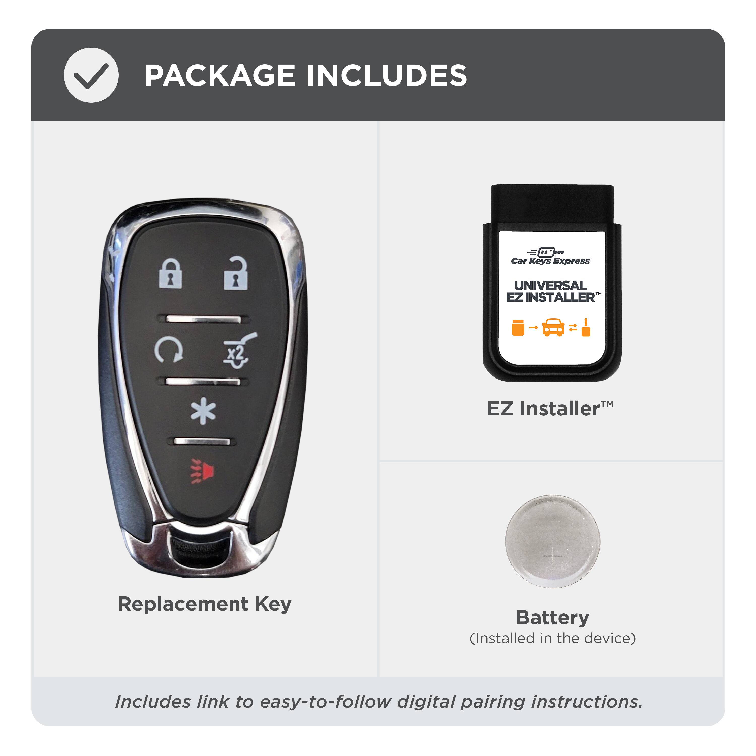 PACKAGE INCLUDES

- Replacement Key
- EZ Installer™
- Battery (Installed in the device)

Includes link to easy-to-follow digital pairing instructions.