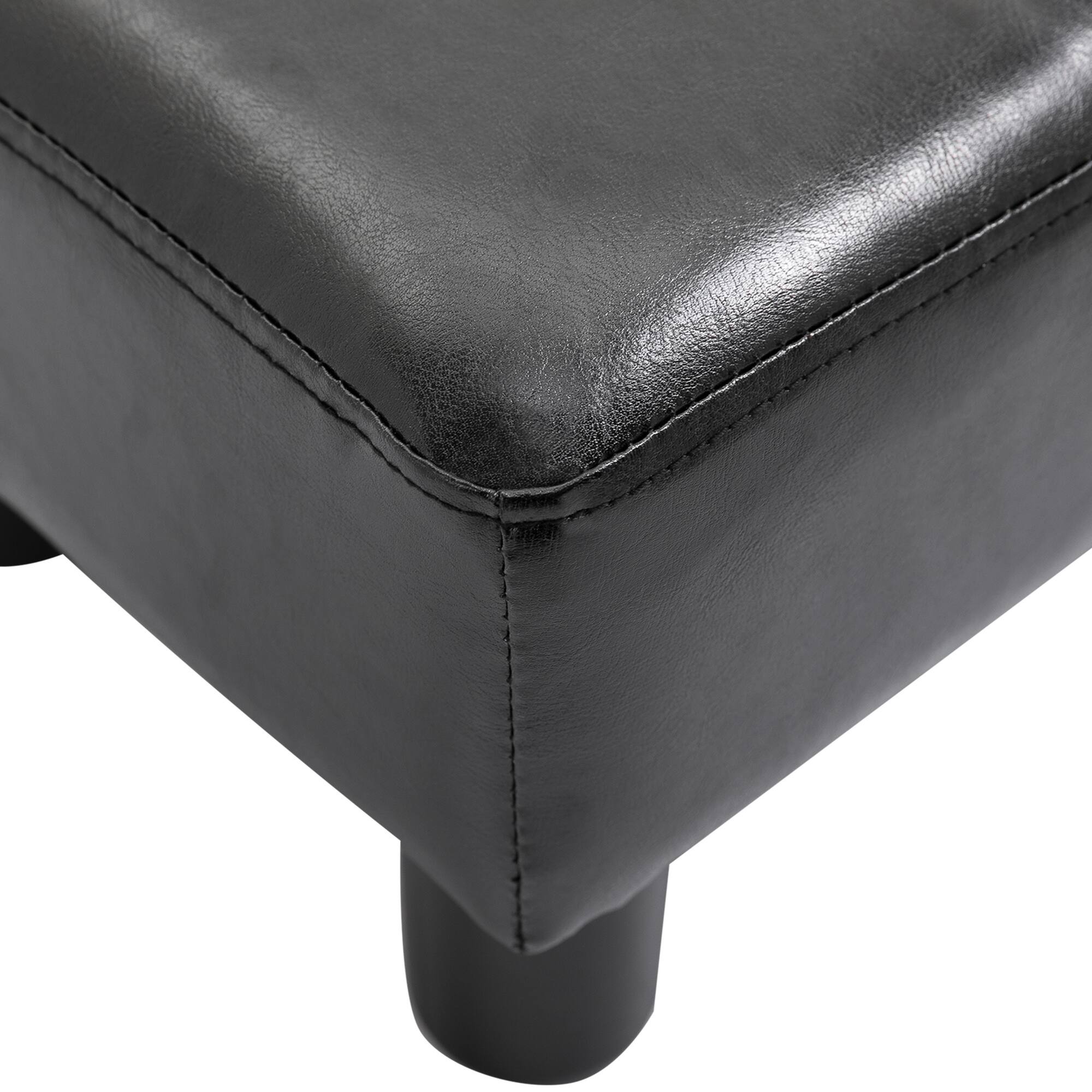 Alt View 7. Homcom - Ottoman Foot Rest, Small Faux Leather Rectangular Footstool with Padded Foam Seat & Plastic Legs - Black.