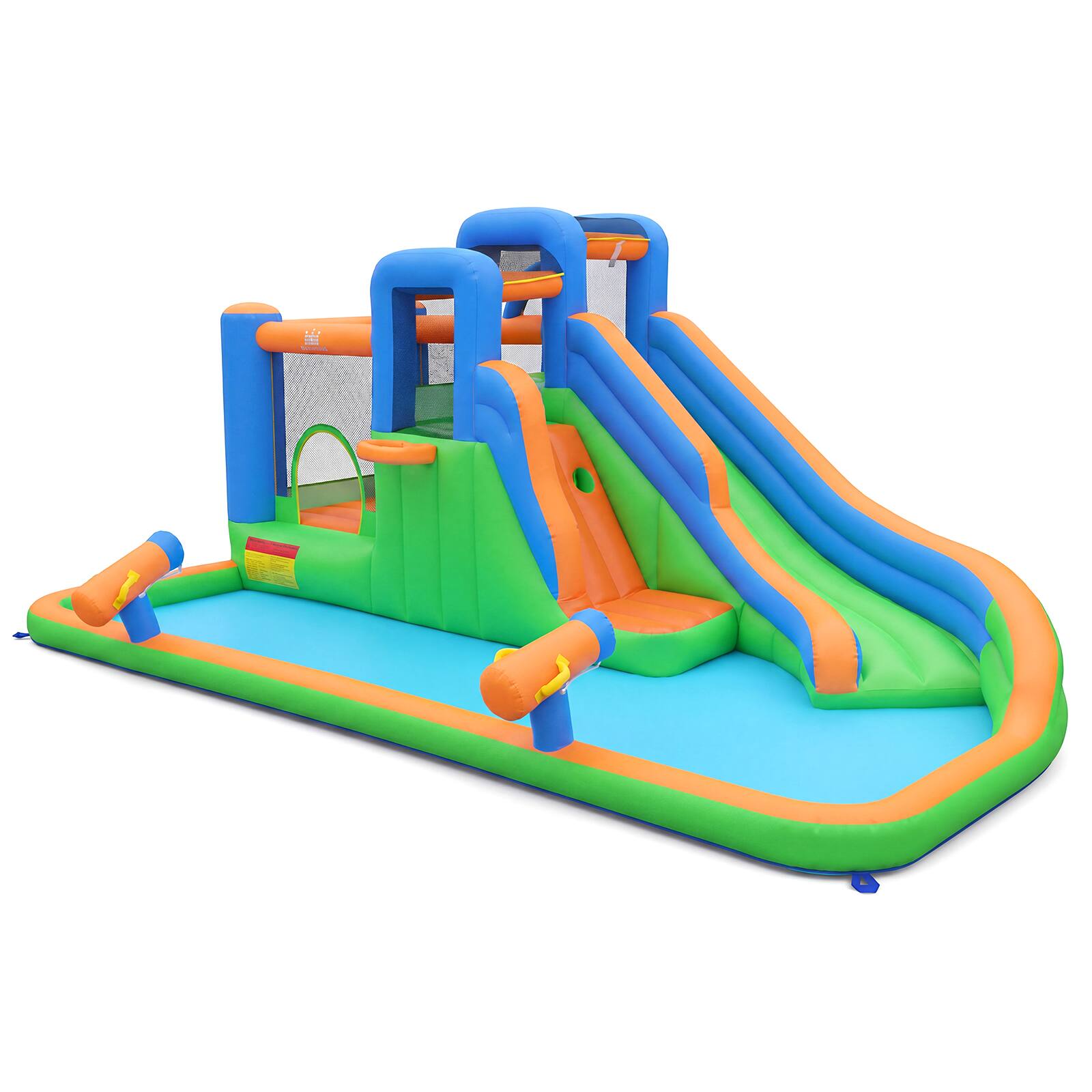 Alt View 9. Costway - Costway Inflatable Water Slide Park with Slide, Jumping Area, Splash Pool, 2 Climbing Walls - Multicolor.