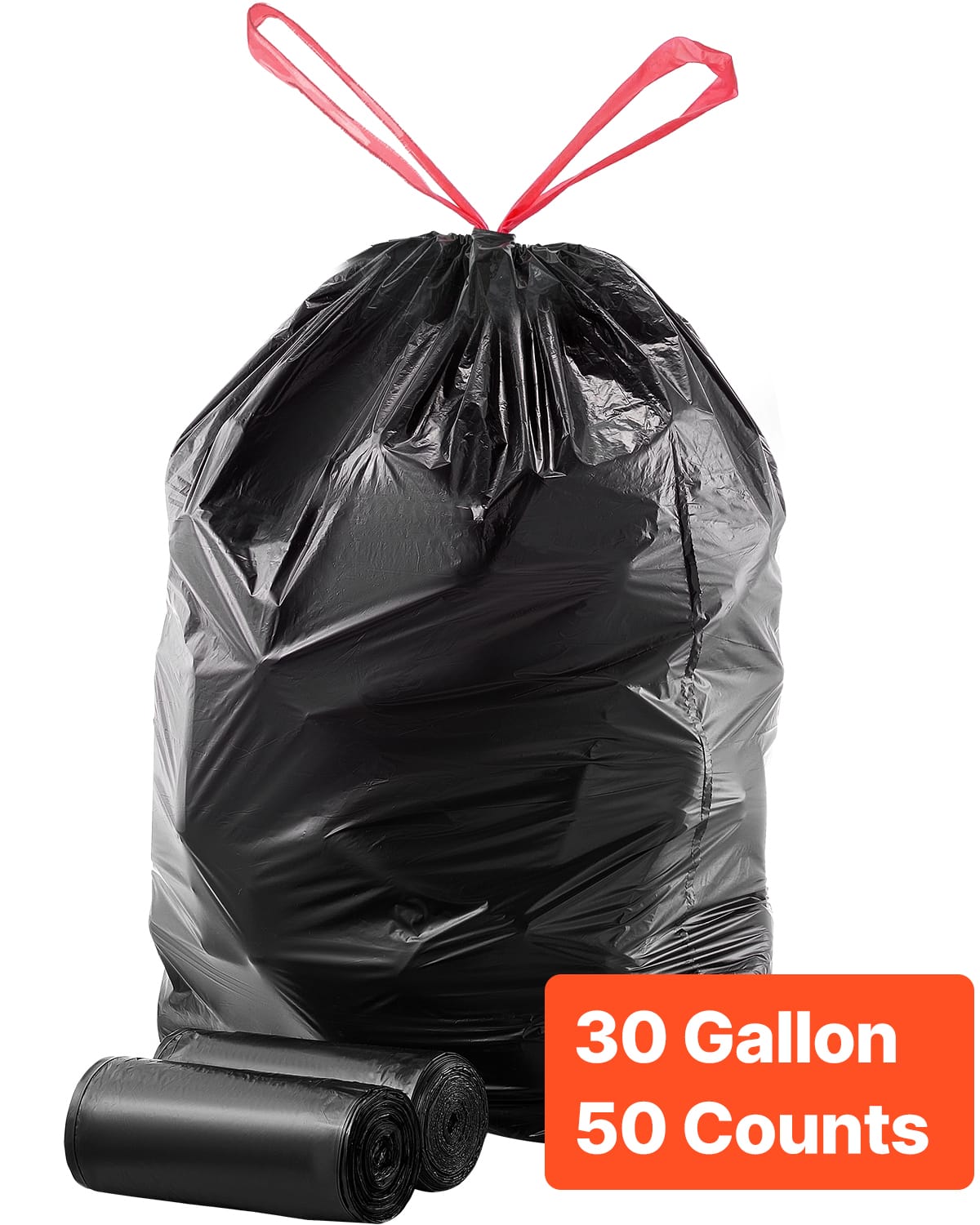 VEVOR - Drawstring Trash Bags, 30 Gallon 50 Count Tall Kitchen Trash Bags, Extra Thick Tough and Durable Garbage Bag - Black price history on PriceWatchPro