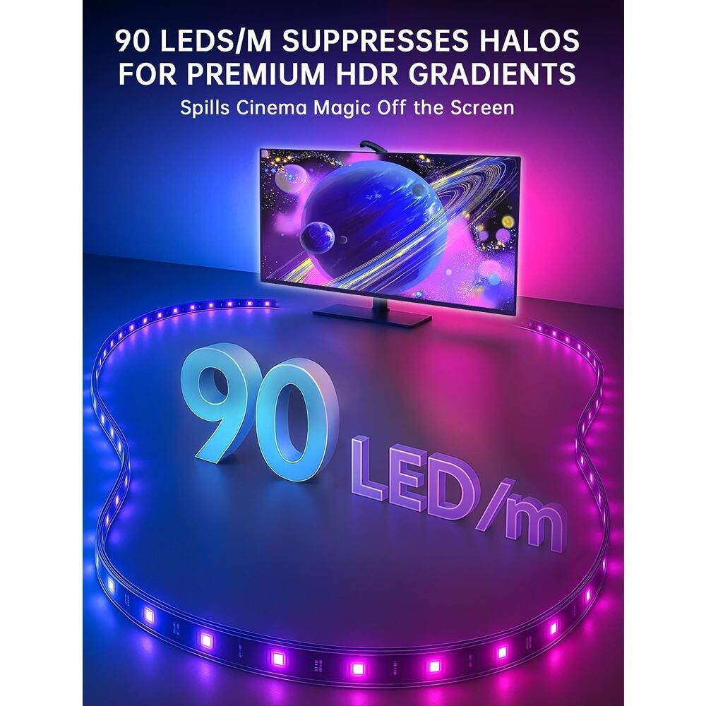 90 LEDs/m Suppresses Halos for Premium HDR Gradients  
Spills Cinema Magic Off the Screen  

90 LED/m