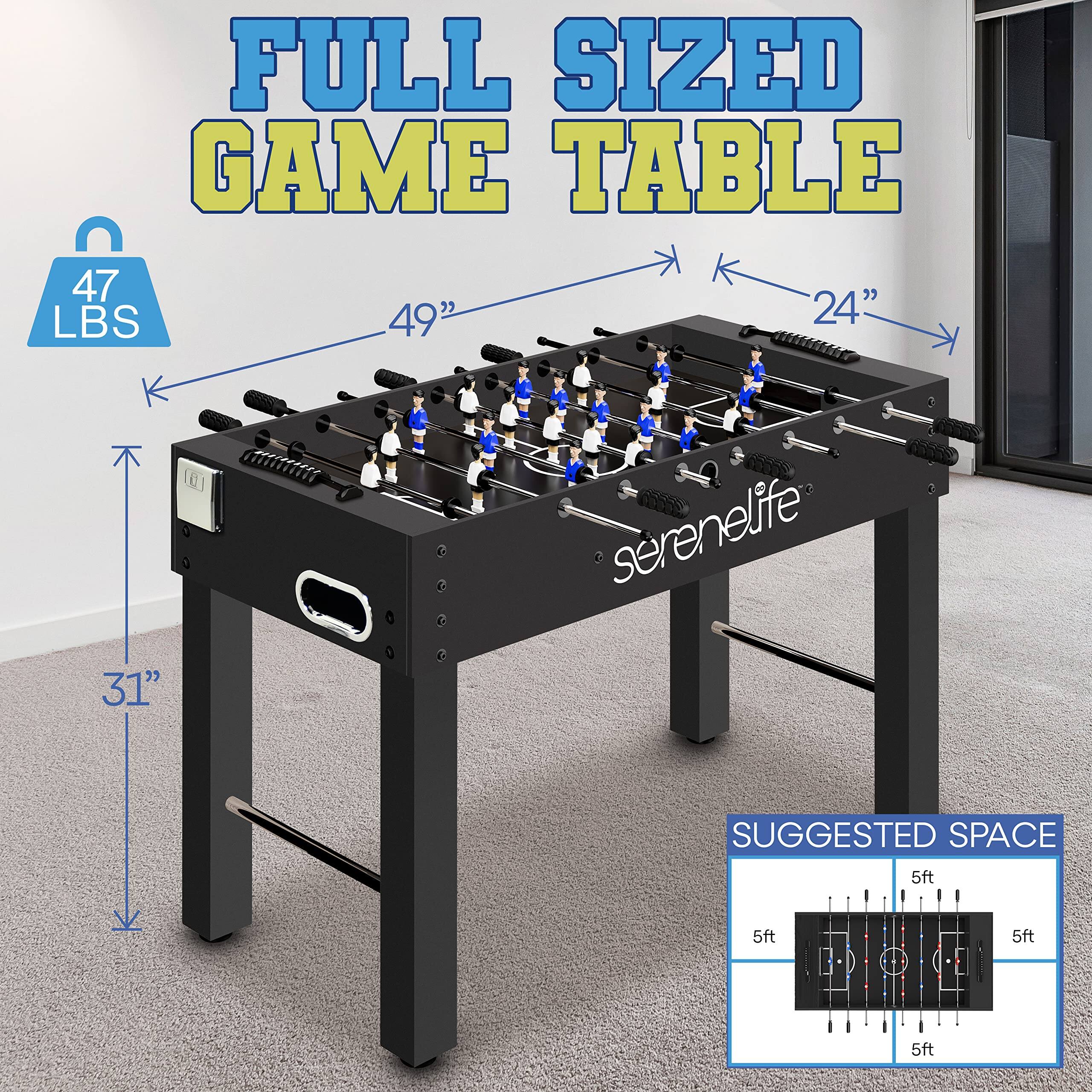 FULL SIZED GAME TABLE  
47 LBS  
49" x 24" x 31"  

SUGGESTED SPACE  
5ft x 5ft x 5ft