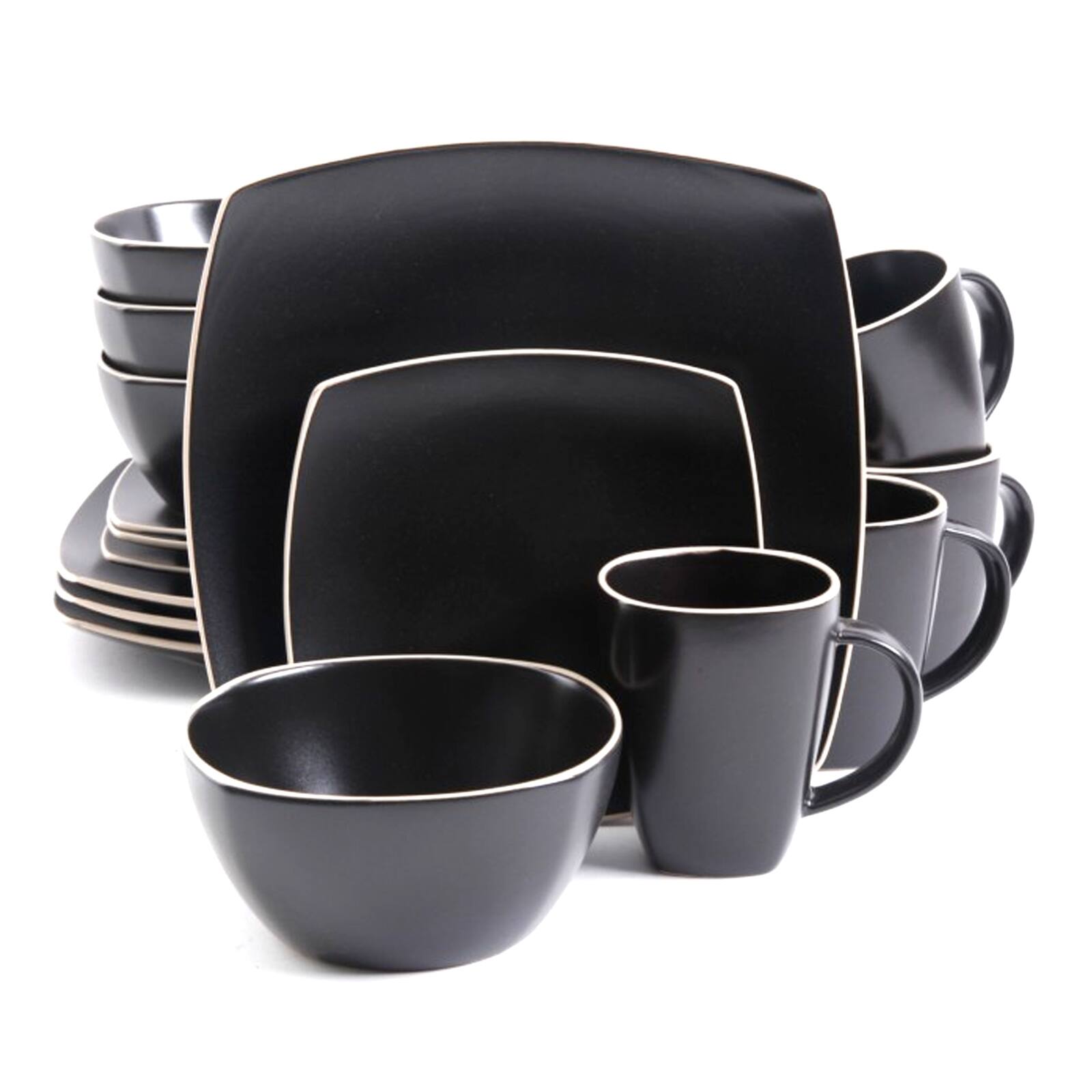 Alt View 1. Gibson - Gibson Soho Lounge Matte 16-Piece Dinnerware Set, Black - Black.