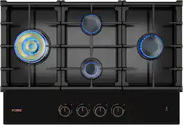 FOTILE - Tri-Ring 30" Gas Cooktop in Tempered Glass with 4 Burners Including Flame Failure Device - Black