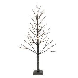 BreeBe - LED Black Glittered Twig Tree 48"H - Silver