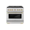 ZLINE - 36 in. Wide 6 Burner Autograph 5.2 Cu. Ft. Freestanding Paramount DuoPro Gas Range with Bronze Helix Handle - Stainless Steel