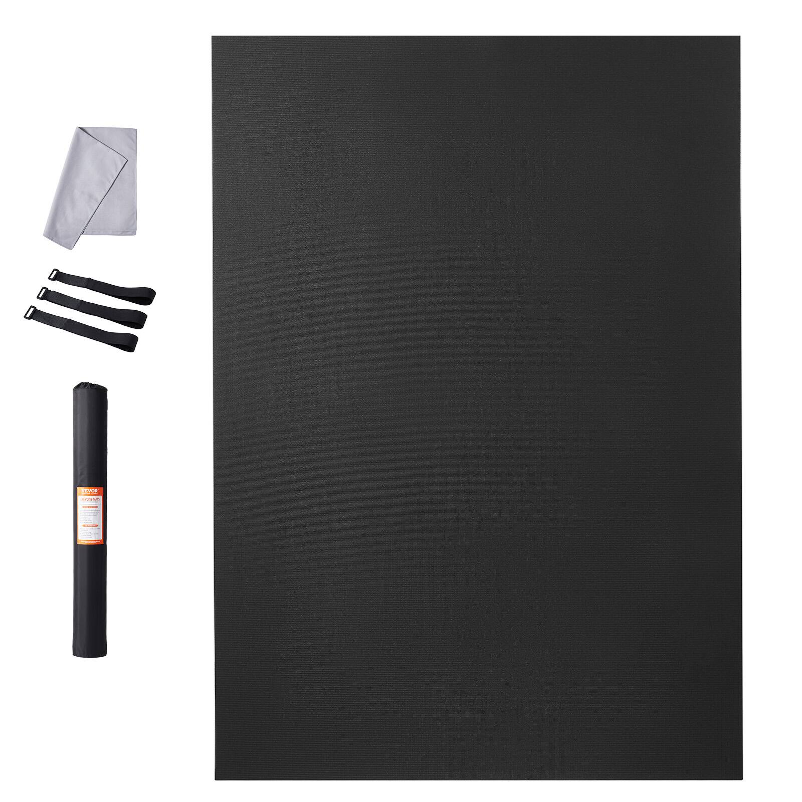 Alt View 5. VEVOR - Exercise Mat, Non Slip High Density Premium Yoga Mat, Fitness & Exercise Mat with Bag & Carry Strap (8x6ft) - Black.