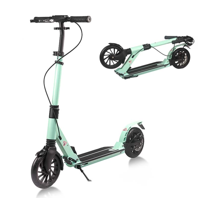 Wildaven - Foldable Scooter with Adjustable Height, Anti-Slip Deck, 6+ Years Old - Green